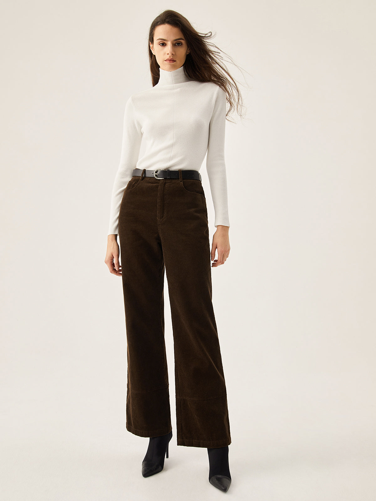 Corduroy Wide Leg Pocket Pants-Chicvia