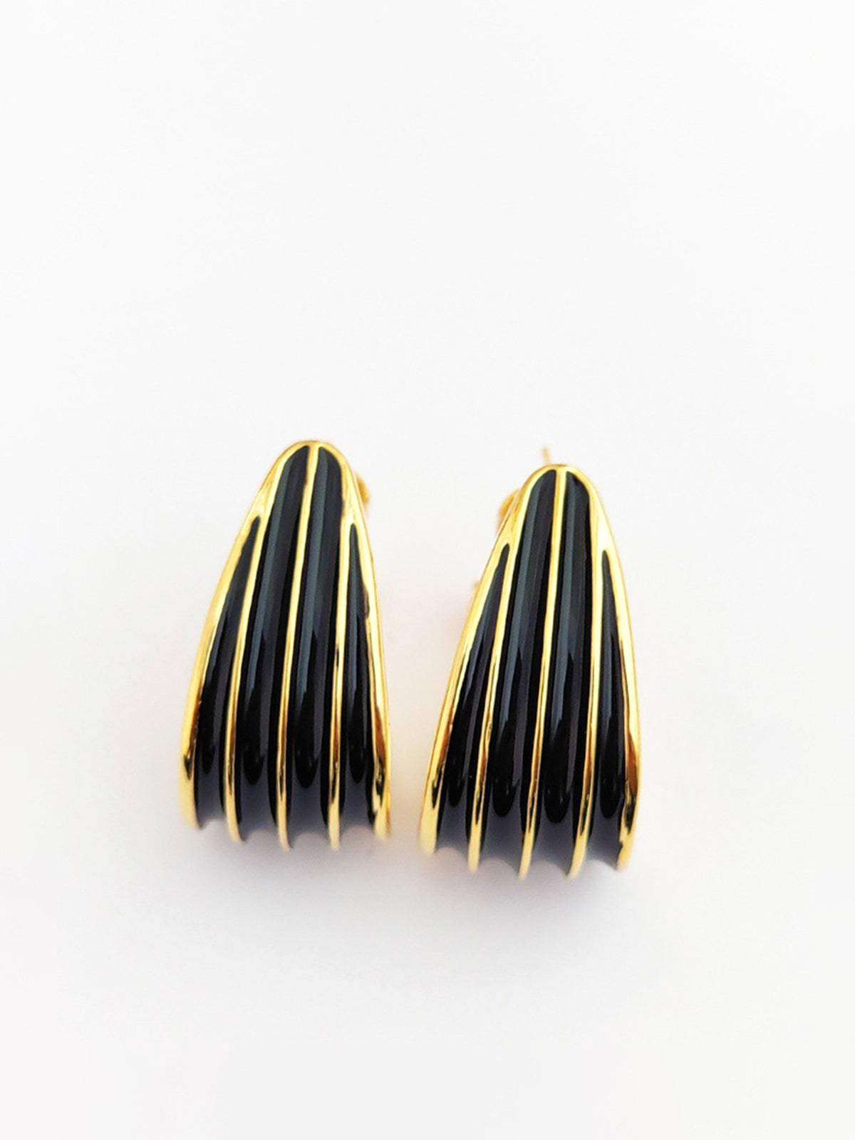 Contrast Striped Hoop Earrings-Chicvia