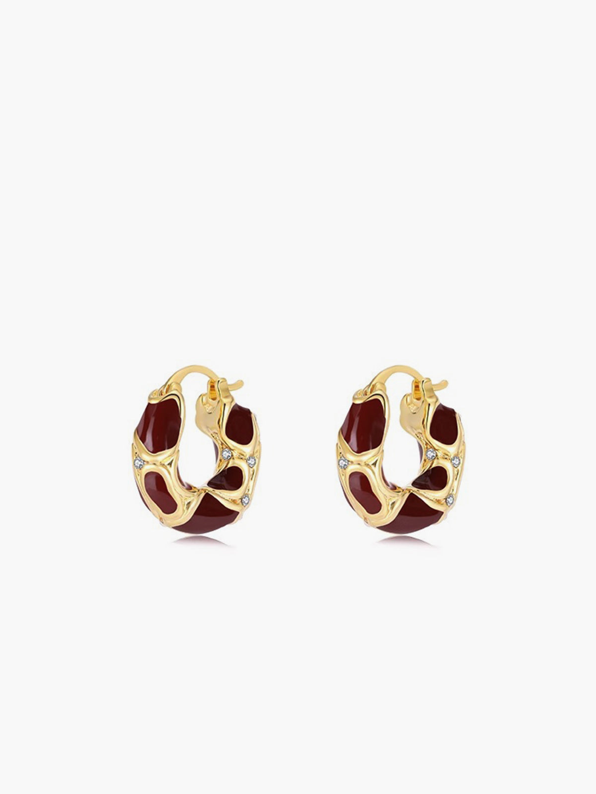 Chunky Golden Frame Hoop Earrings-Chicvia