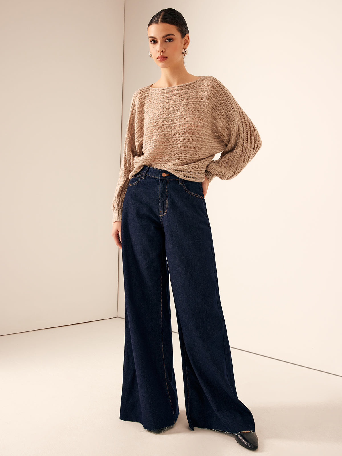 Oversized Striped Soft Sweater-Chicvia