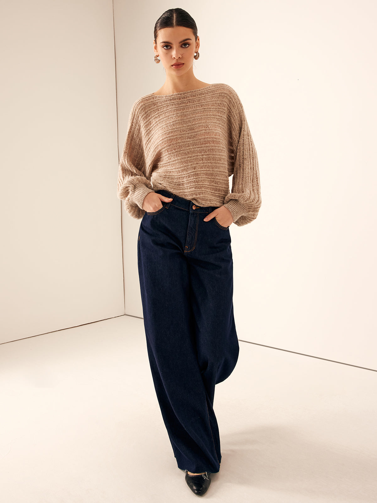 Oversized Striped Soft Sweater-Chicvia