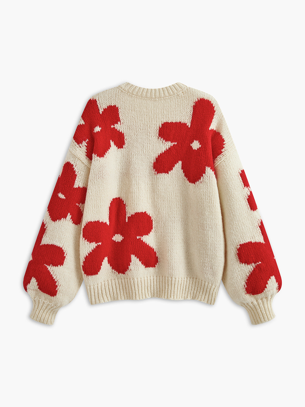 Crew Neck Flower Mechanism Knitting Top-Chicvia