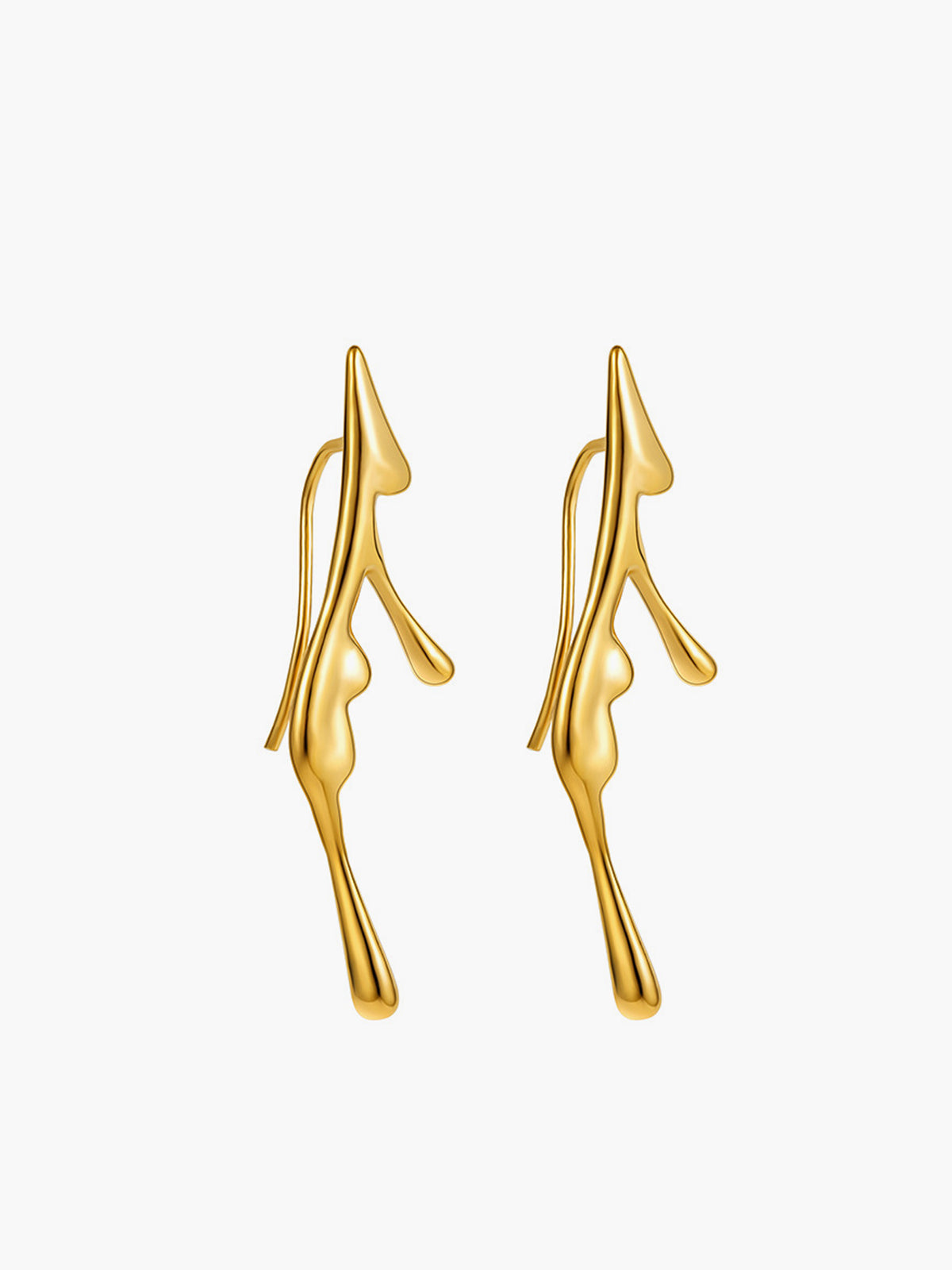 Left Golden Lava Drop Ear Cuff-Chicvia
