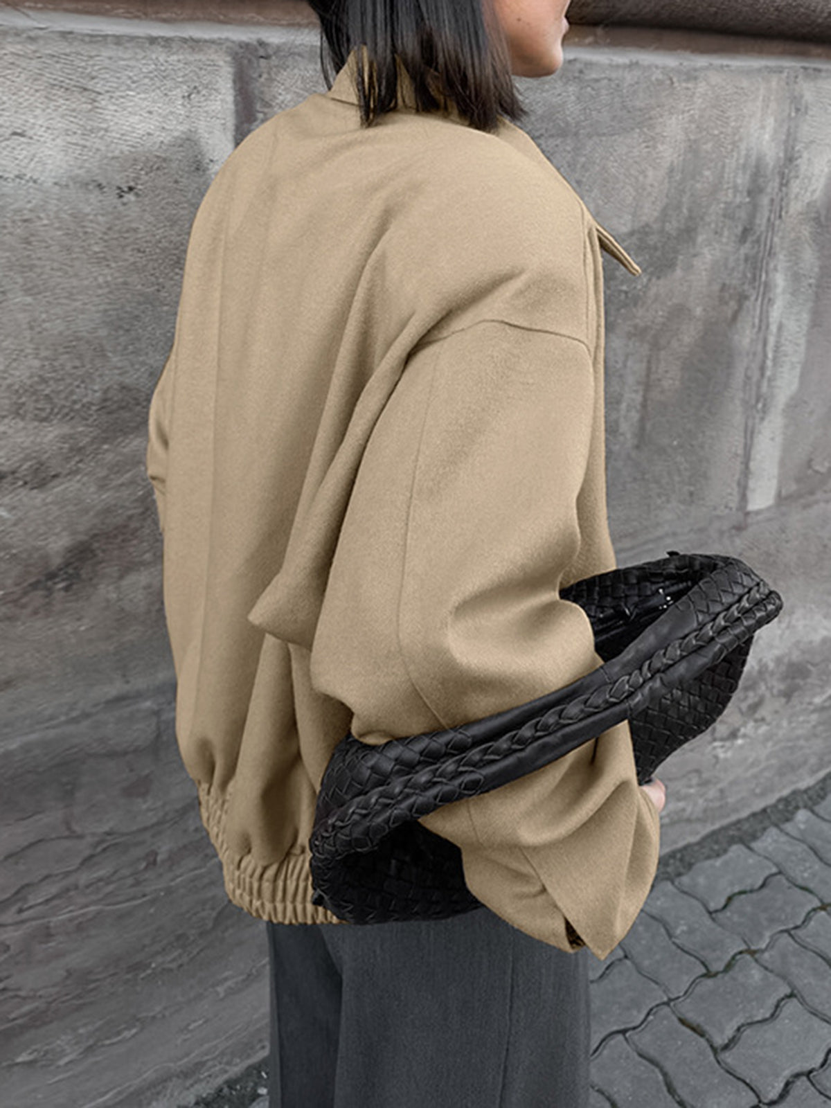 Leisure Plain Zip Polo Jacket-Chicvia