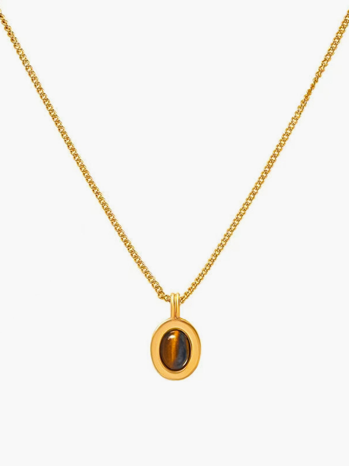 Minimalist Tiger Eye Pendant Necklace-Chicvia