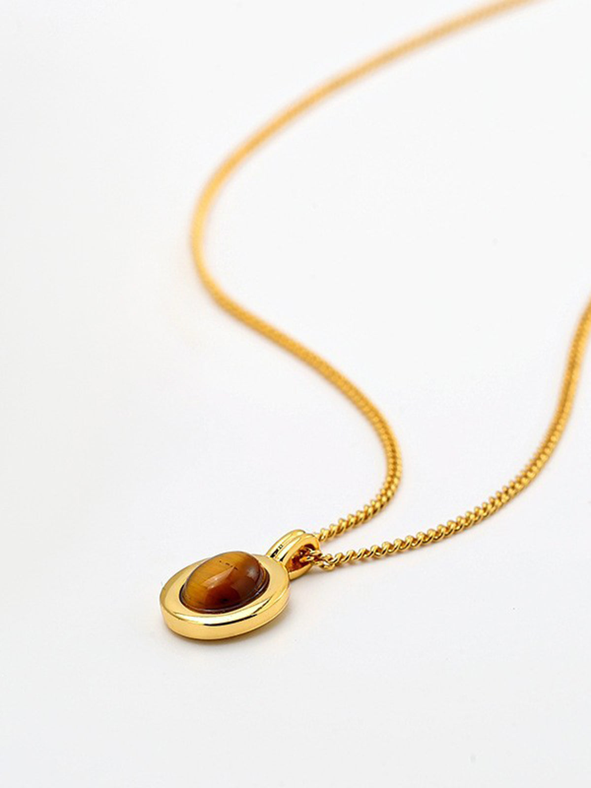 Minimalist Tiger Eye Pendant Necklace-Chicvia