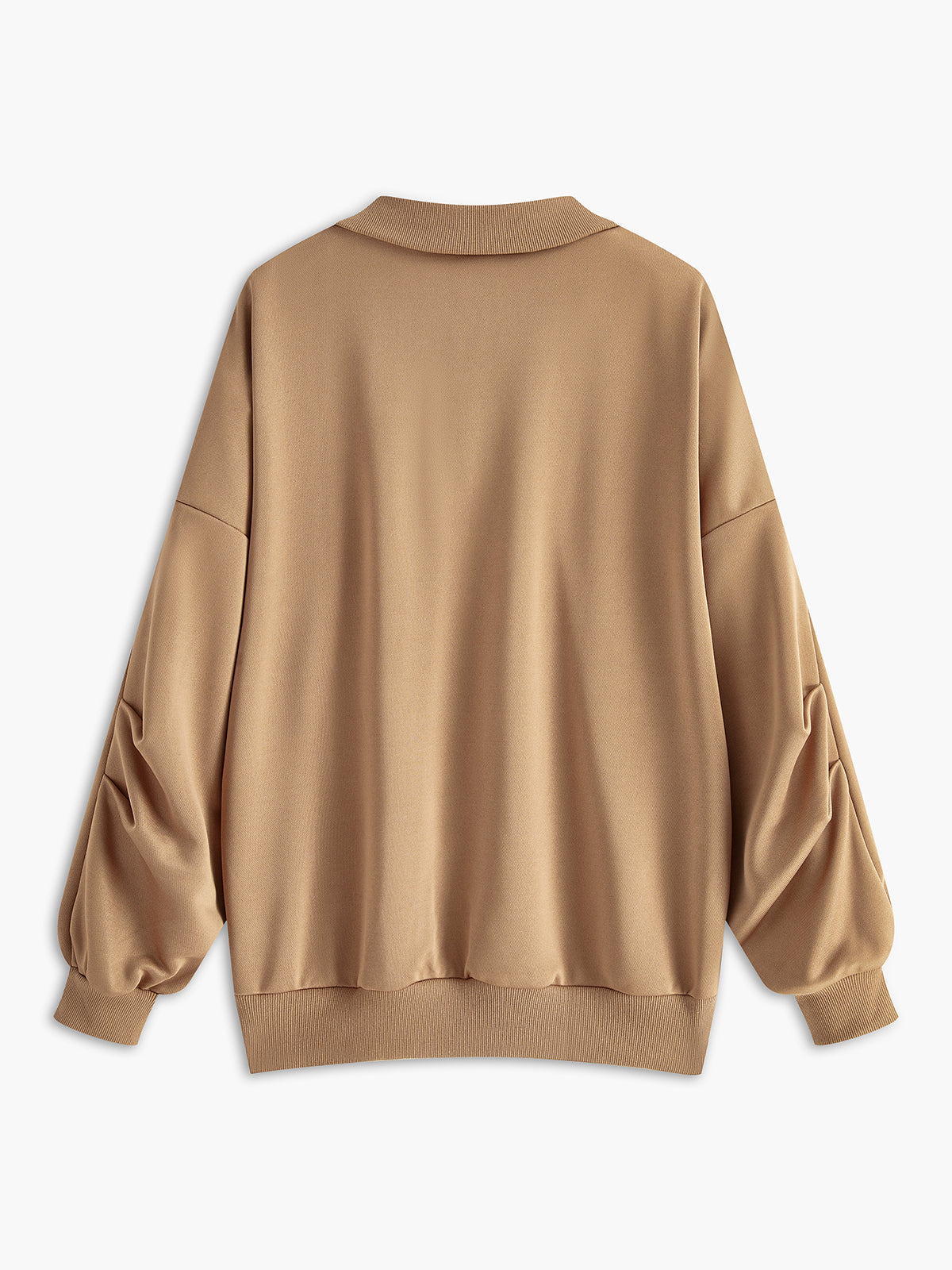 Lapel Zipper Pullover Sweatshirt-Chicvia