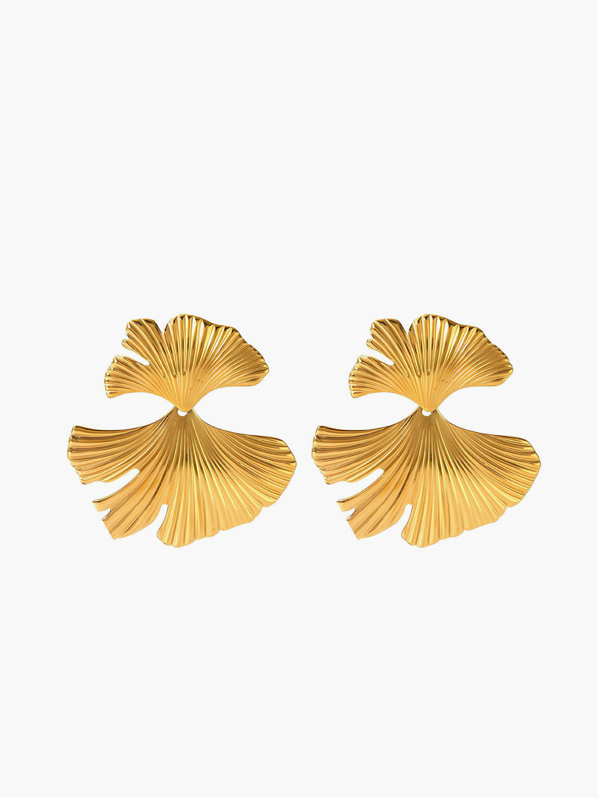 Ginkgo Leaf Ripple Earrings-Chicvia