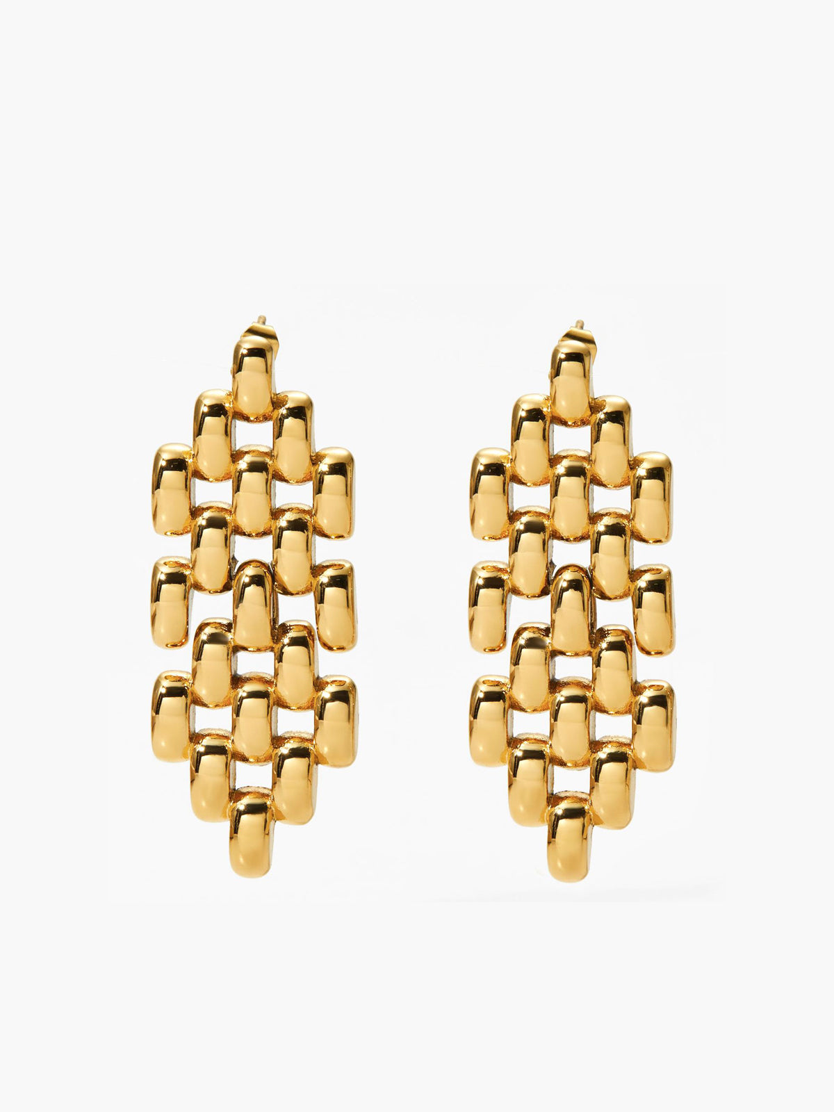 Hollow Beaded Chain Pendant Earrings-Chicvia