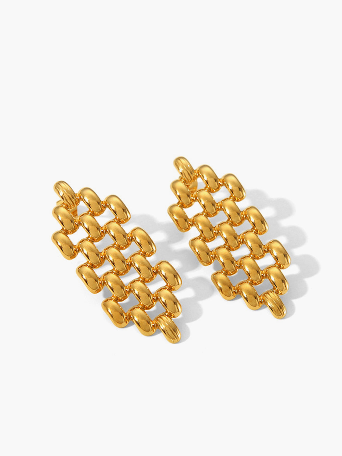 Hollow Beaded Chain Pendant Earrings-Chicvia