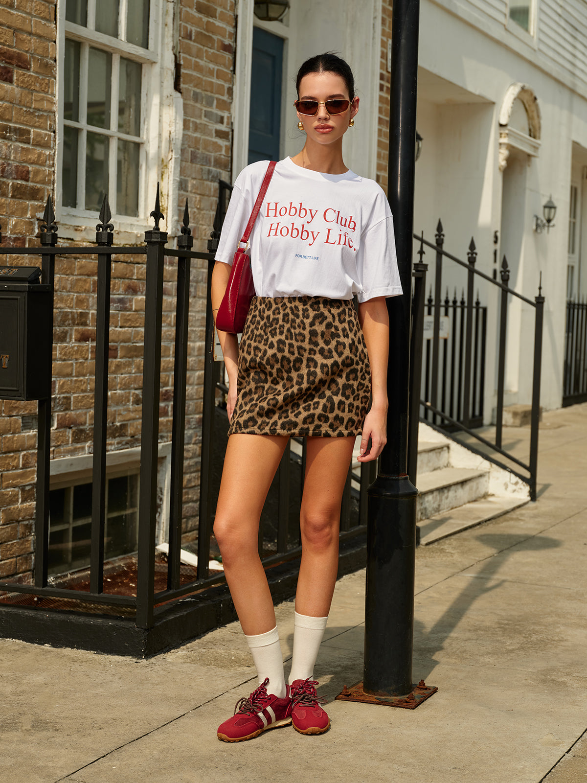 Cotton Letter Printed Short Sleeve T-Shirt-Chicvia