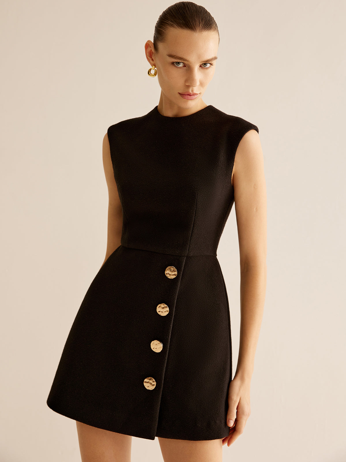 Metal-Decor Zipper Tank Dress-Chicvia