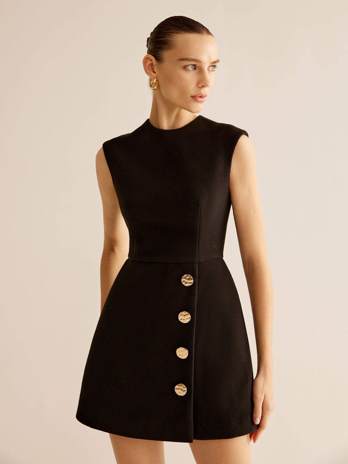 Metal-Decor Zipper Tank Dress-Chicvia