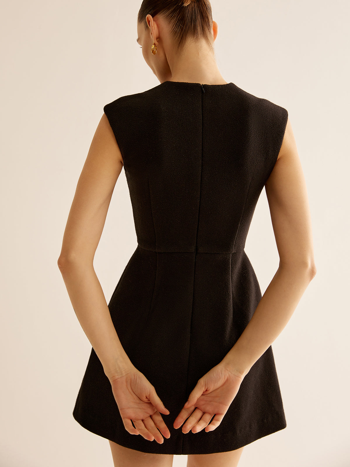 Metal-Decor Zipper Tank Dress-Chicvia