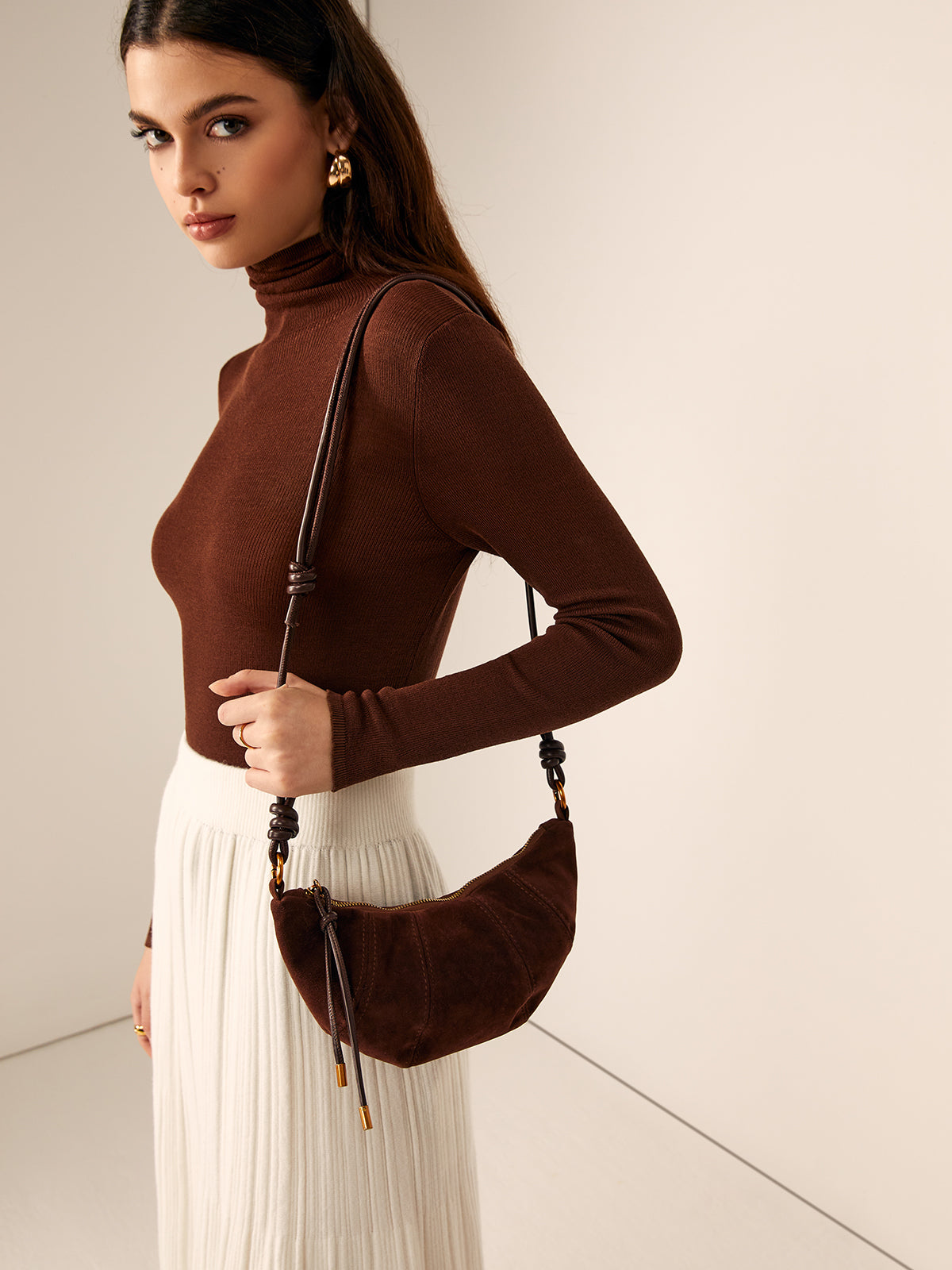 Minimalist Croissant Crossbody Bag-Chicvia