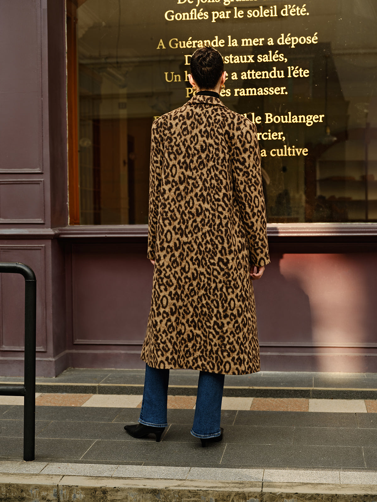 Leopard Pockets Long Wool Coat-Chicvia