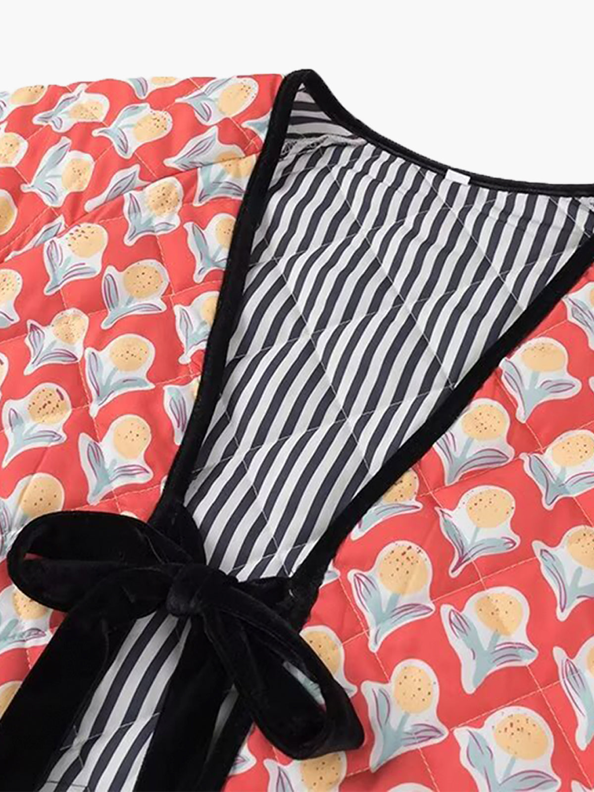 Contrast Piping Lace Up Jacket-Chicvia