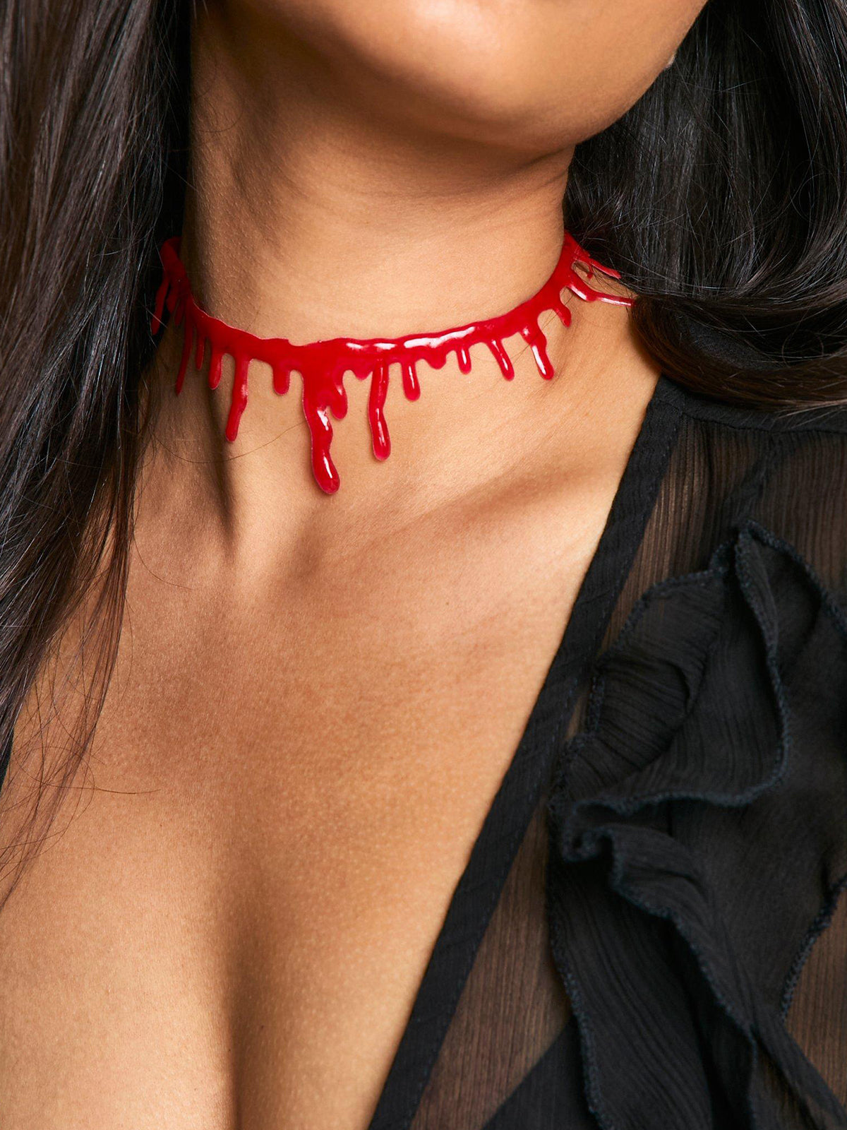 Halloween Imitation Blood Dripping Choker Necklace-Chicvia