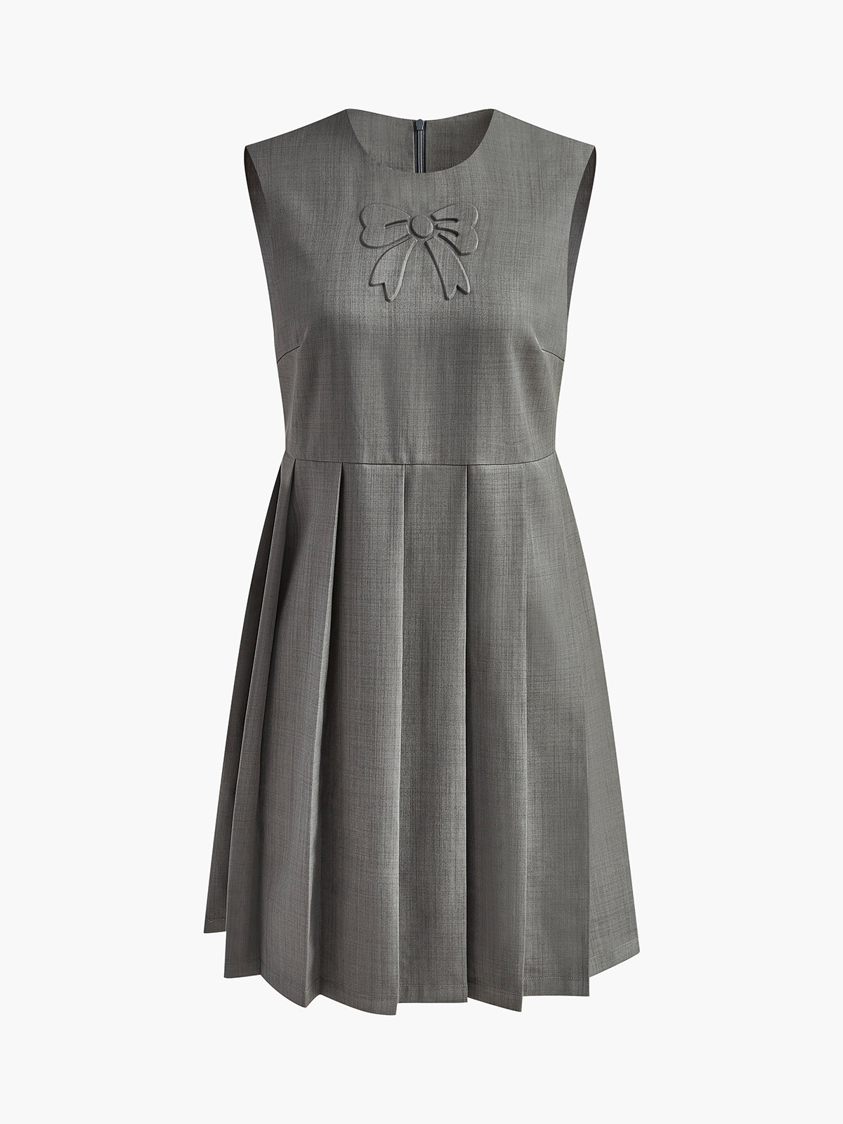 Crew Neck Panel Pleated Tank Dress-Chicvia