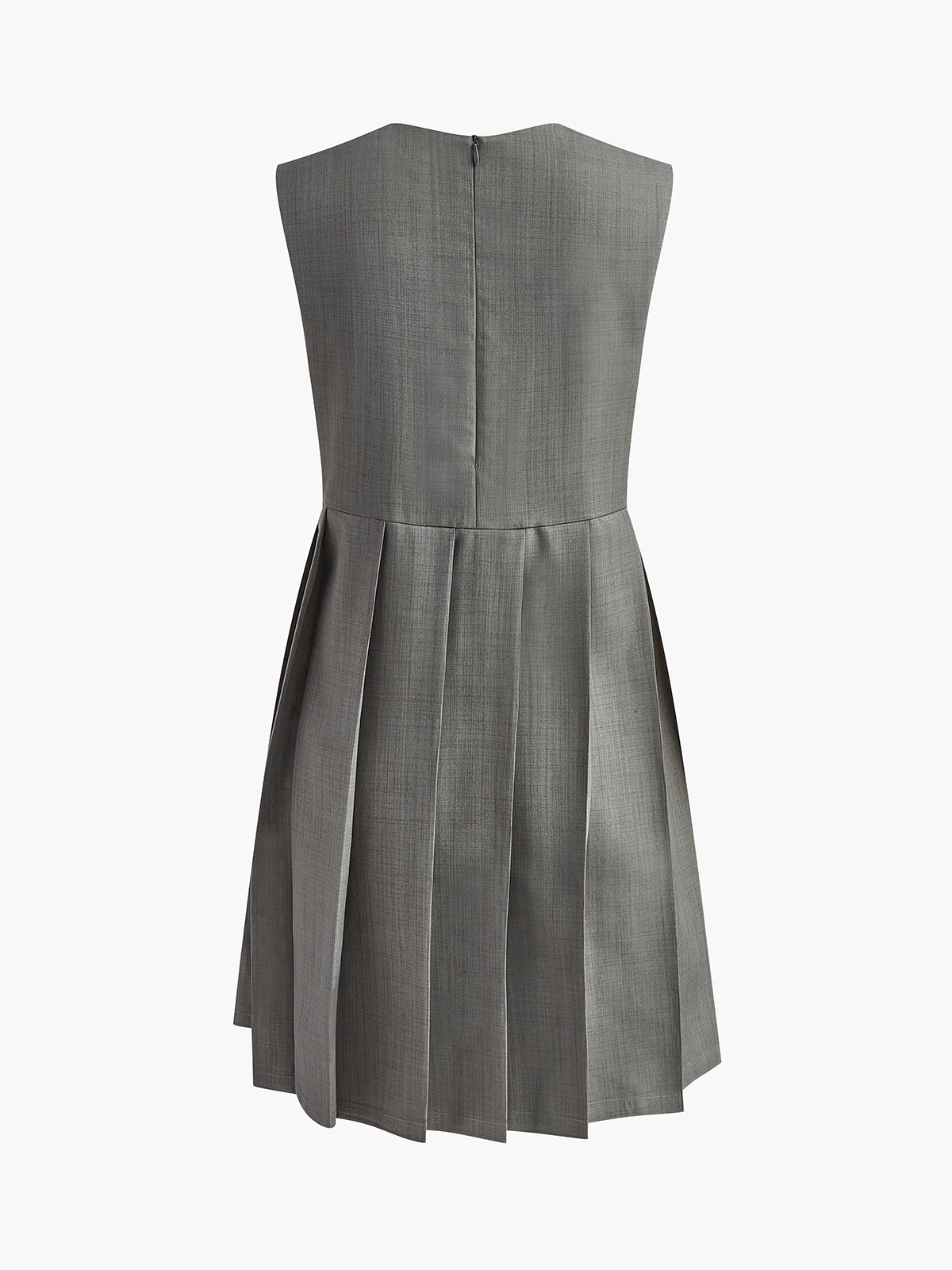 Crew Neck Panel Pleated Tank Dress-Chicvia