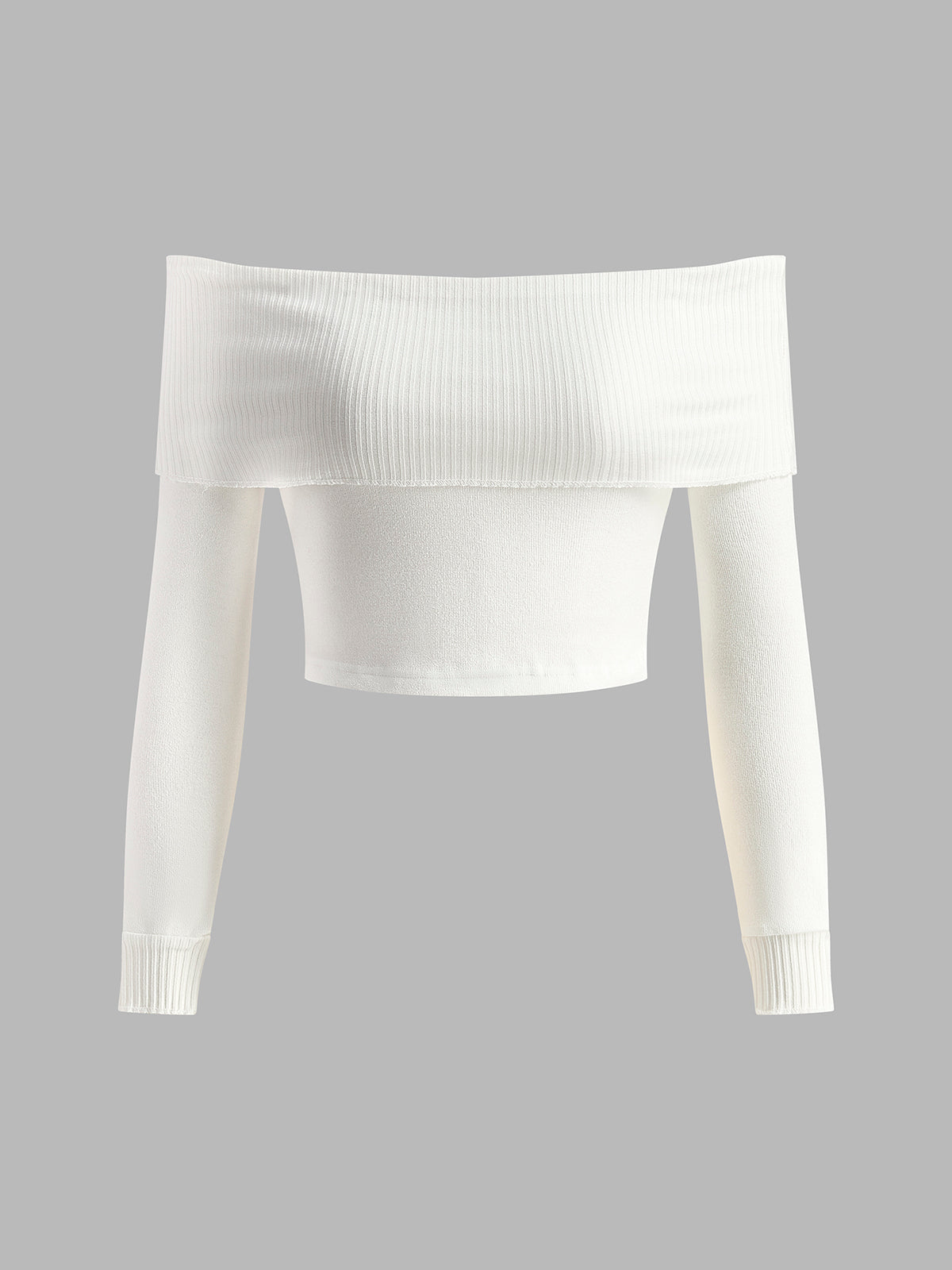 Ribbed Off Shoulder Knit Top-Chicvia