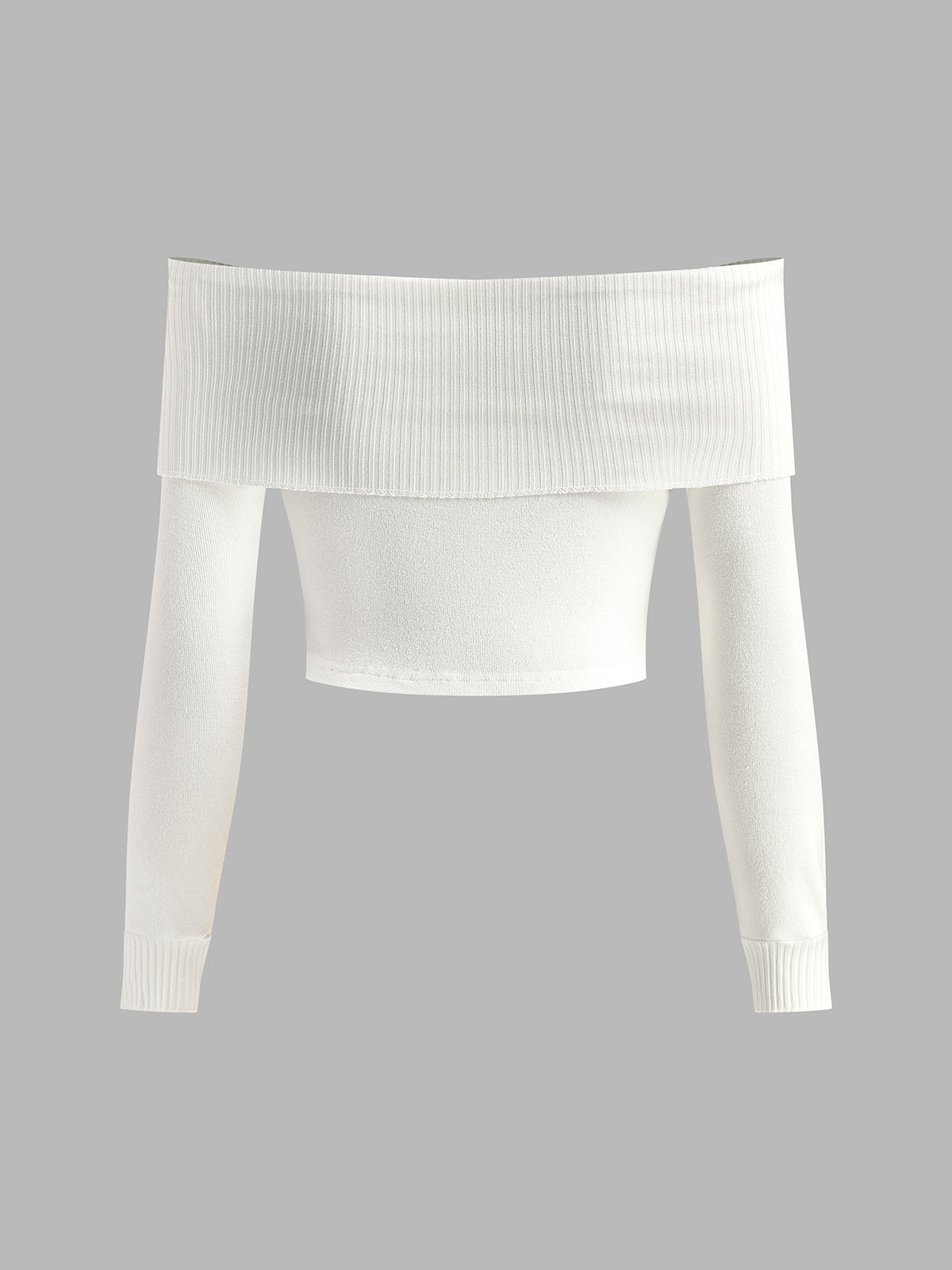 Ribbed Off Shoulder Knit Top-Chicvia