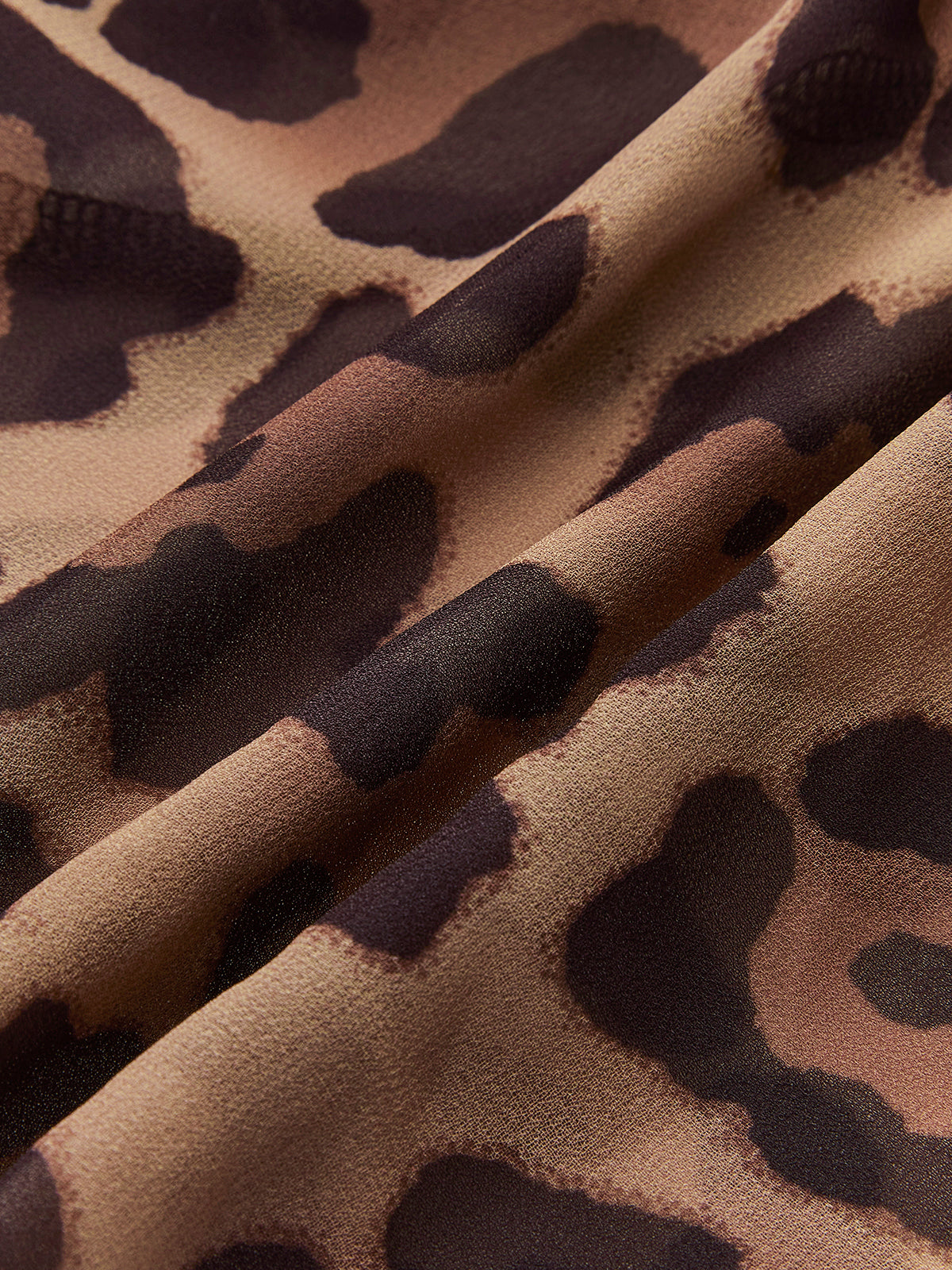 Leopard Print Semi-Sheer Ruffle V-Neck Blouse-Chicvia