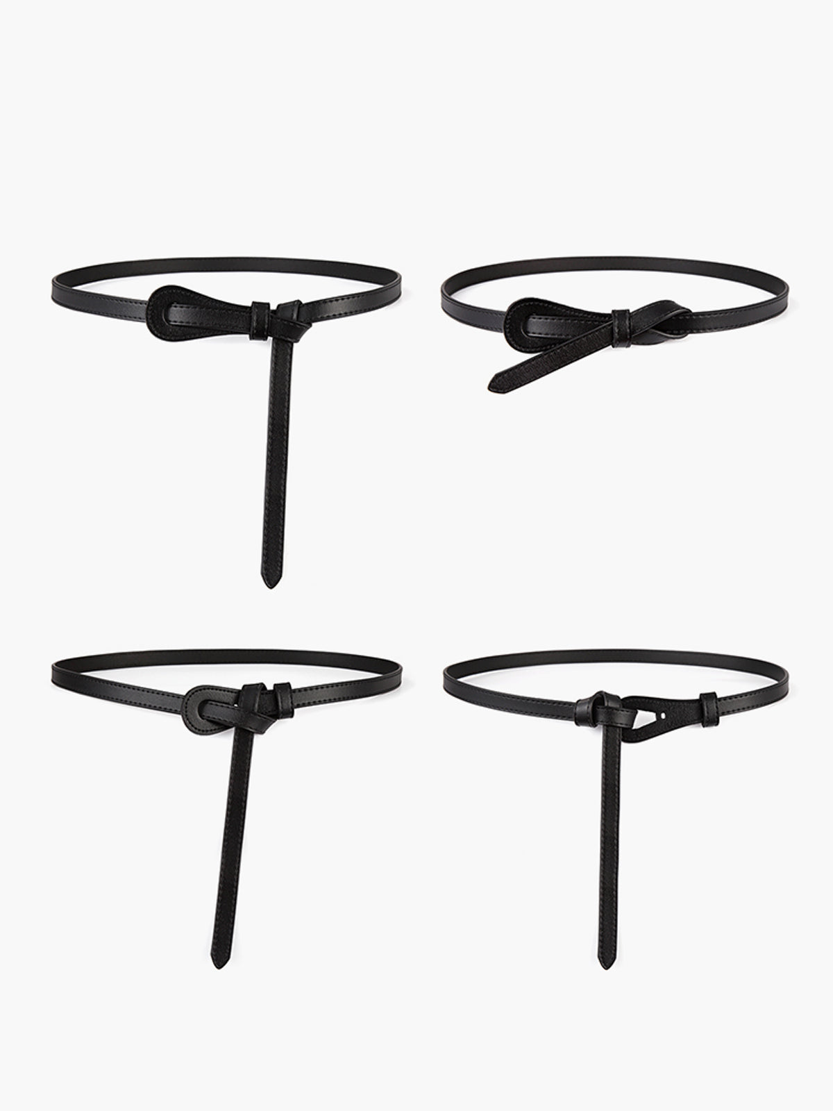 Leather Knotted Slim Belt-Chicvia