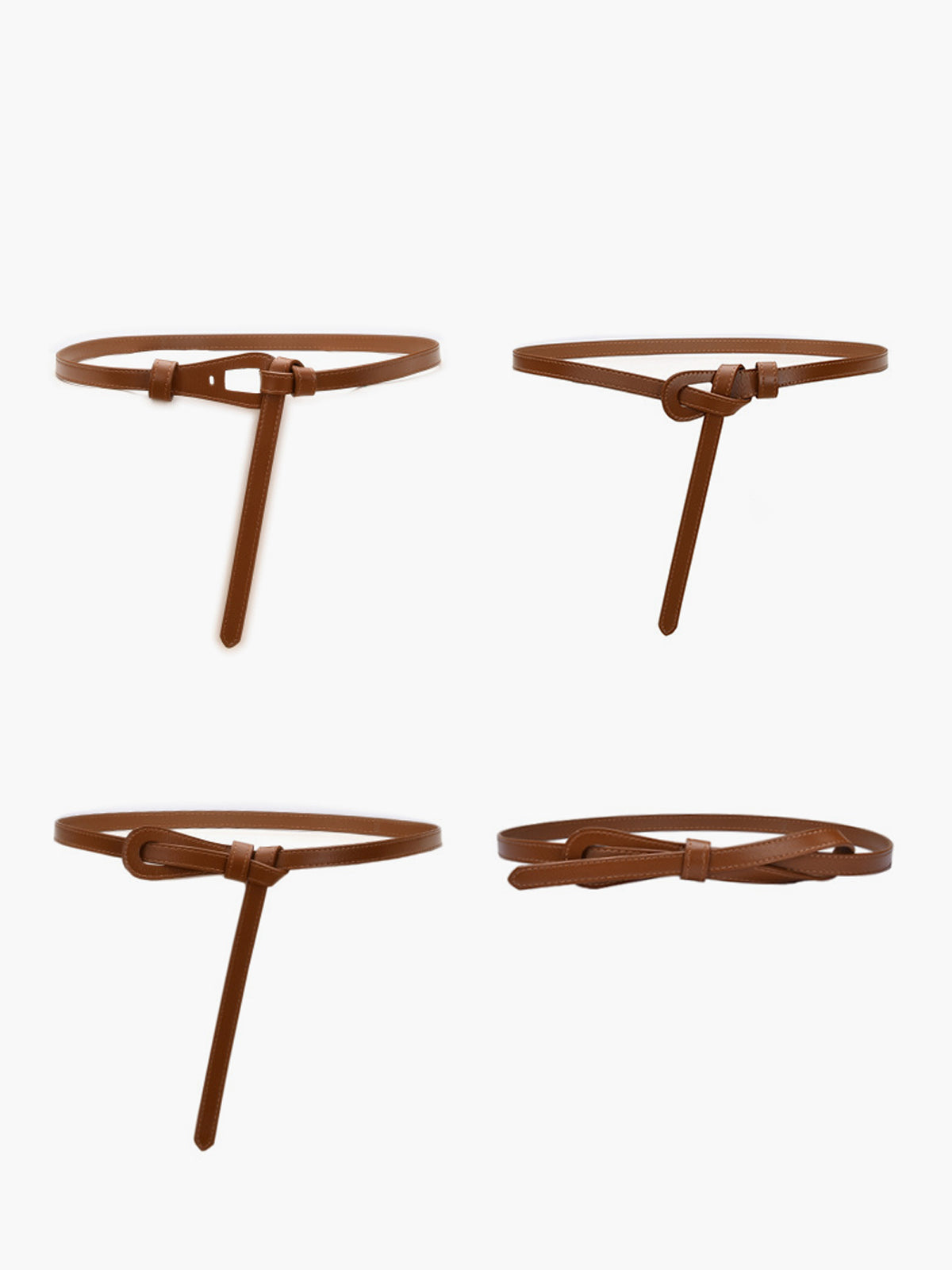 Leather Knotted Slim Belt-Chicvia