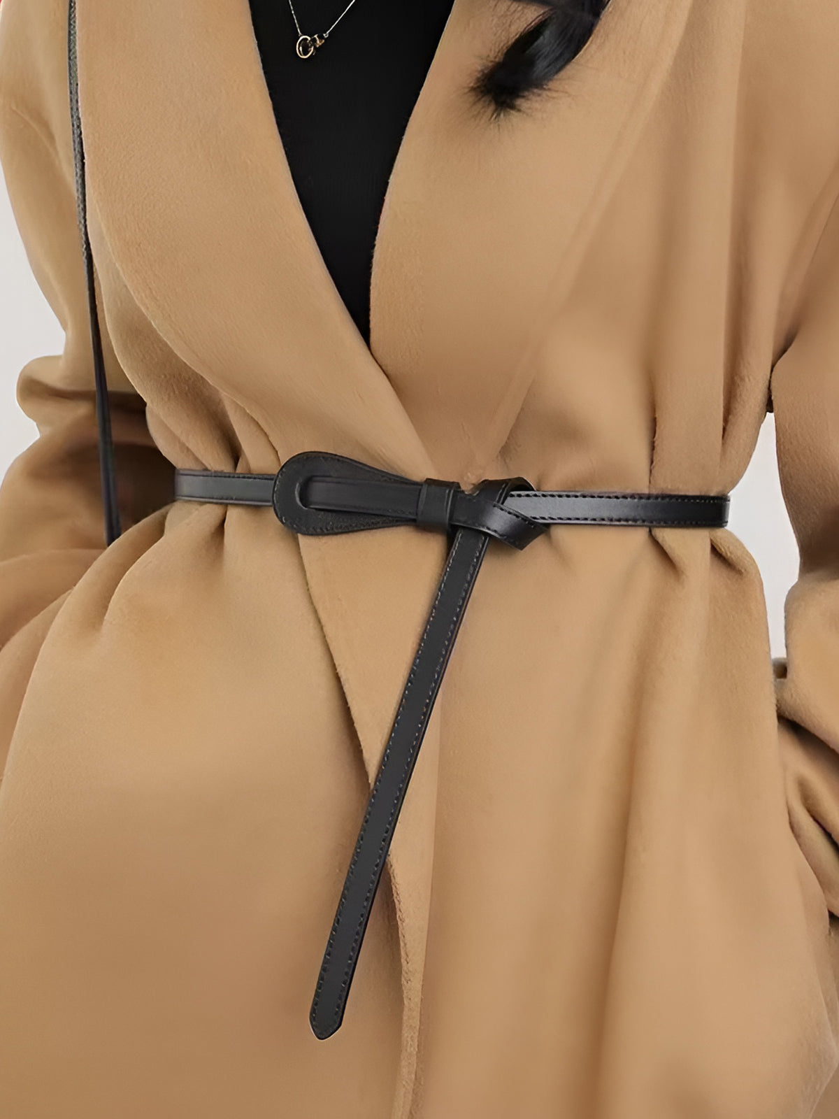 Leather Knotted Slim Belt-Chicvia