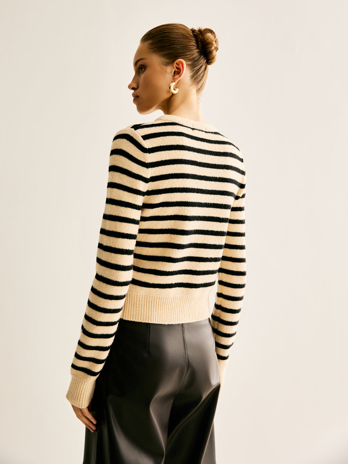 Ribbed Striped Cardigan-Chicvia