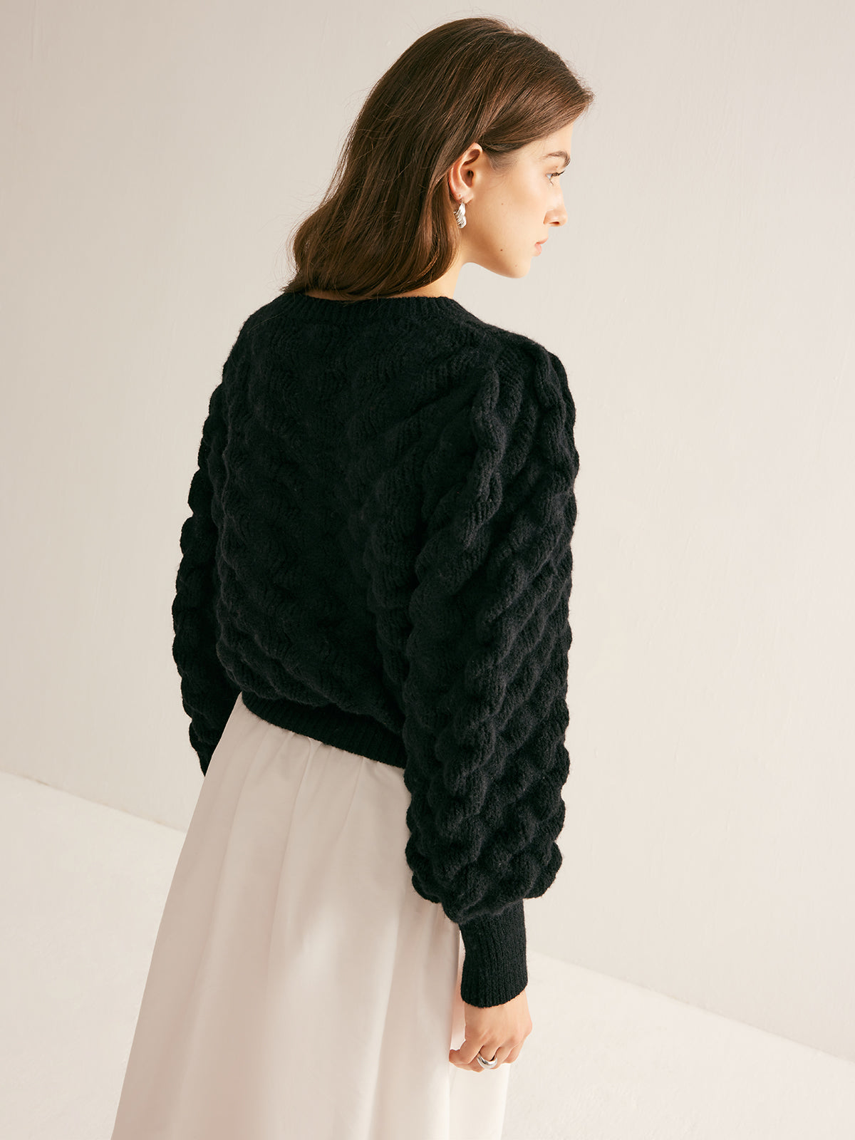 Crew Neck Cloud Sweater-Chicvia