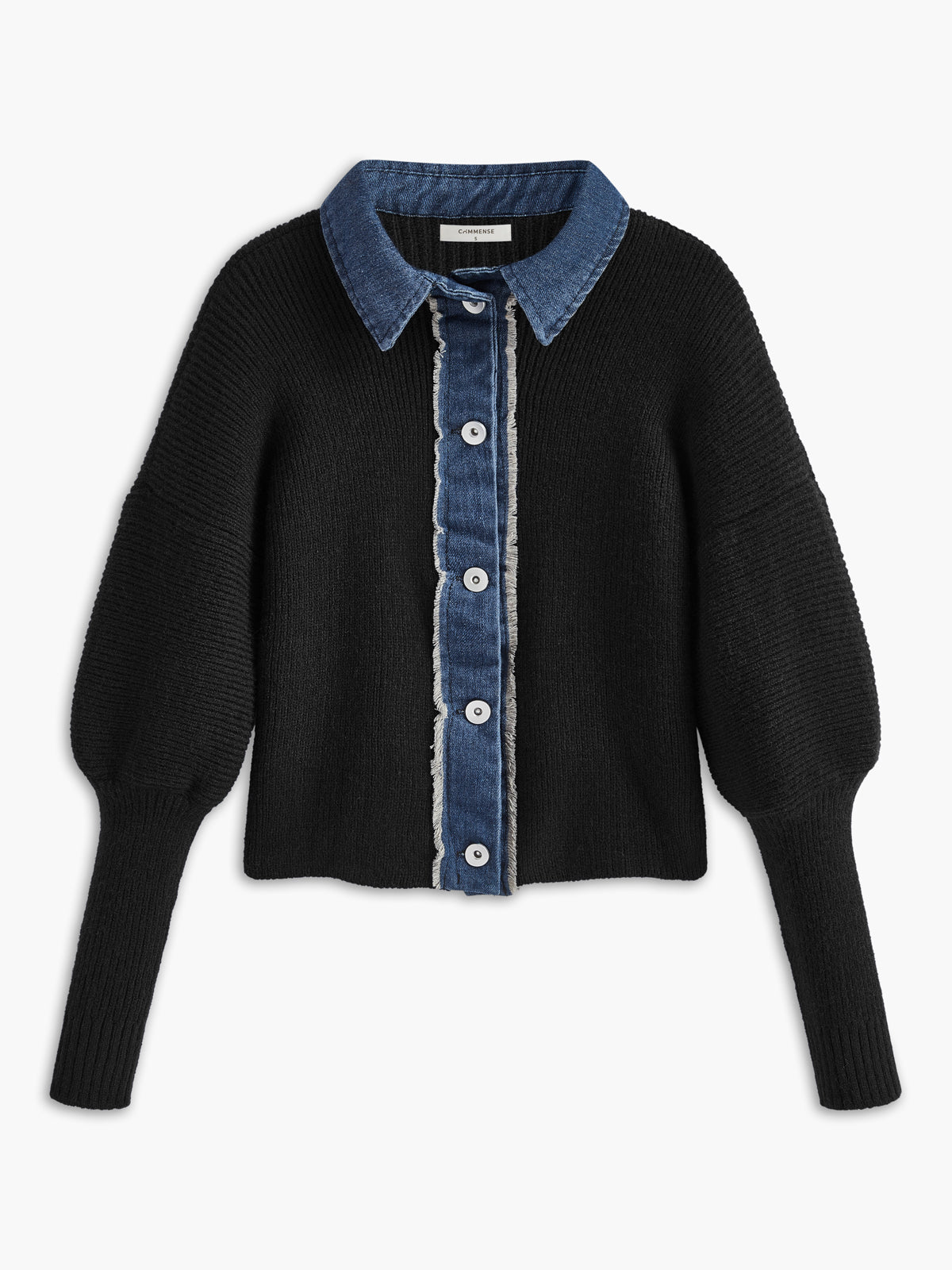 Panel Breasted Stretch Lapel Knit Top-Chicvia