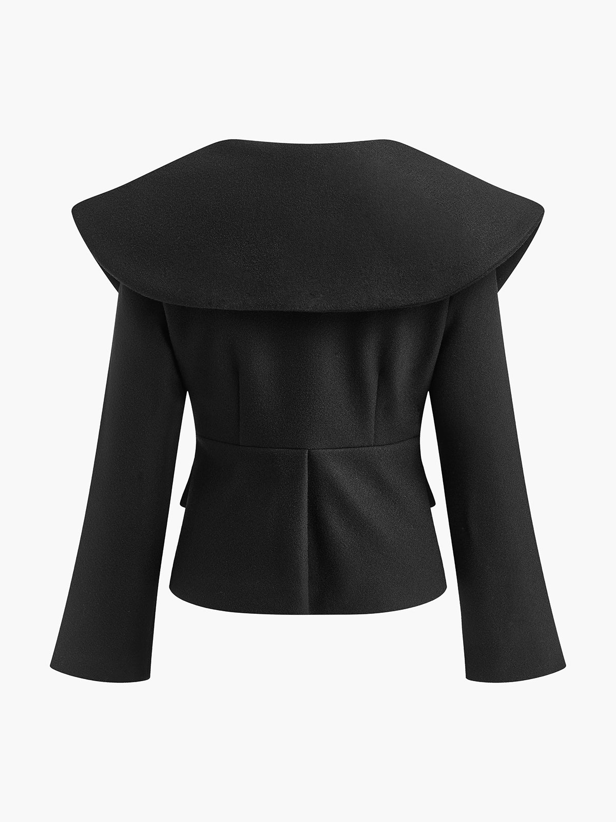 Oversized-Collar Slim Zipper Jacket-Chicvia