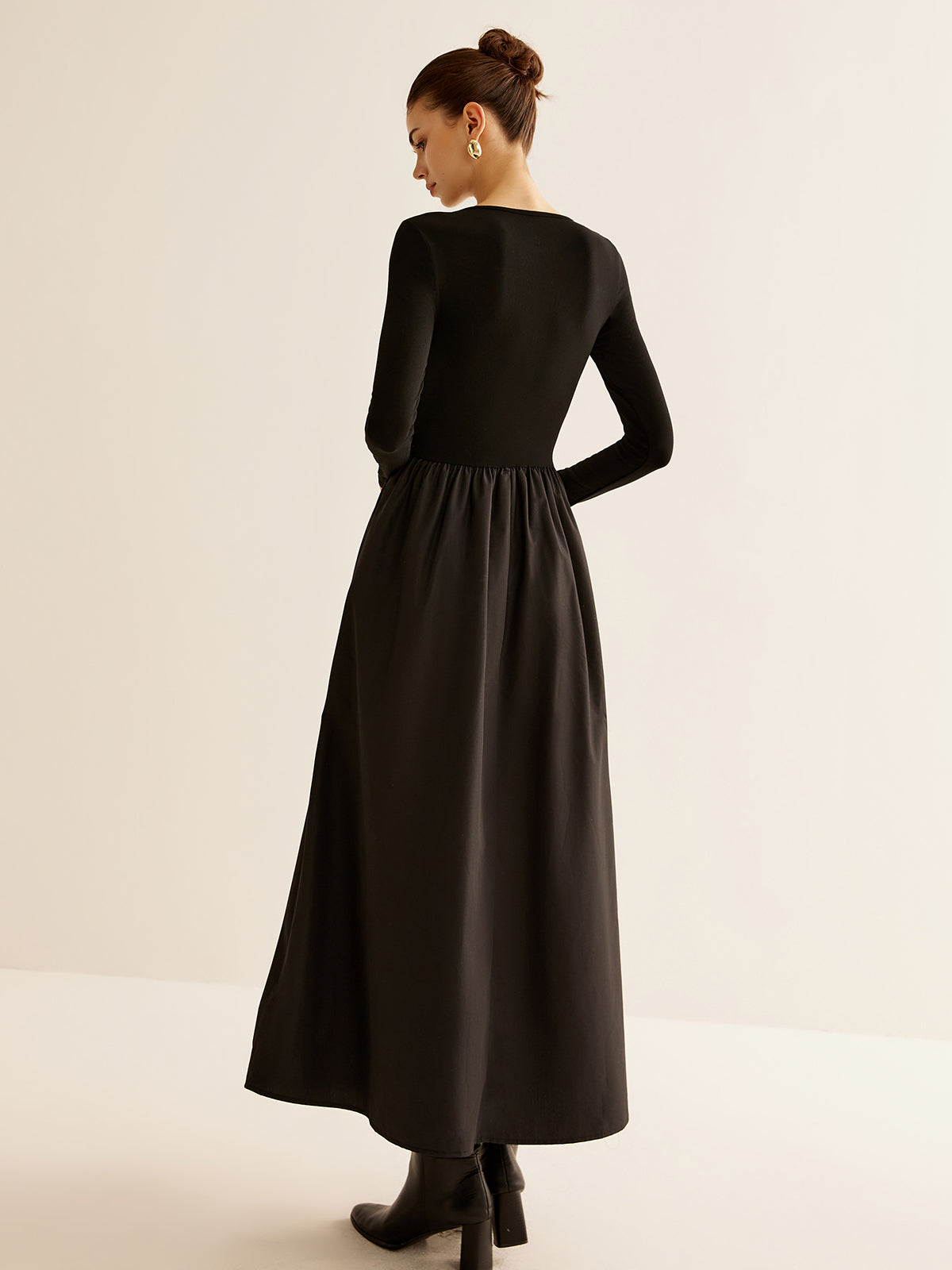 Keyhole Neckline Panel Dress-Chicvia