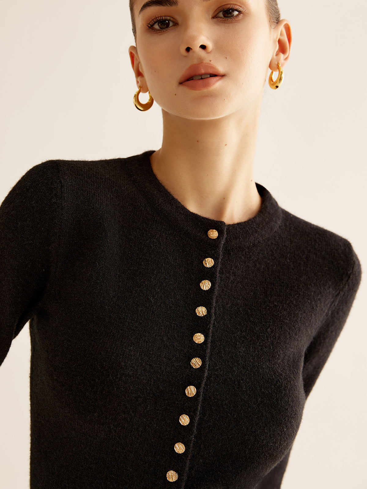 Button Down Slit Slim Cardigan-Chicvia