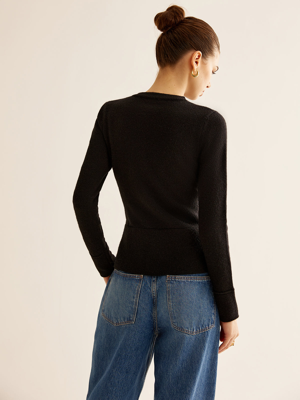 Button Down Slit Slim Cardigan-Chicvia