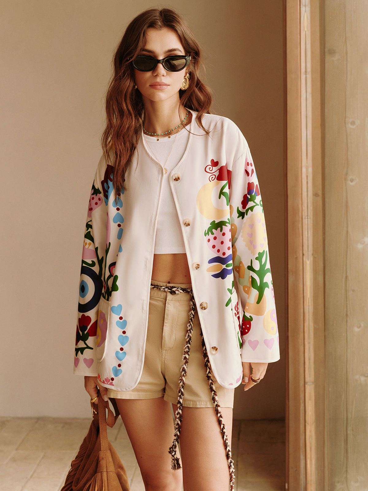 Colorful Printed Charming Winter Coat-Chicvia