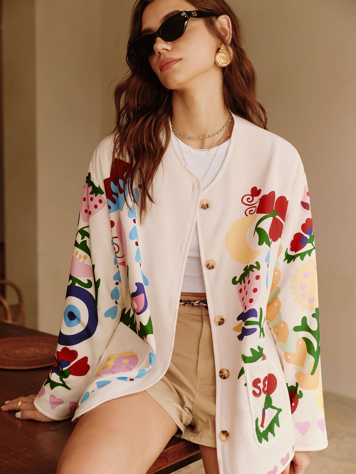 Colorful Printed Charming Winter Coat-Chicvia