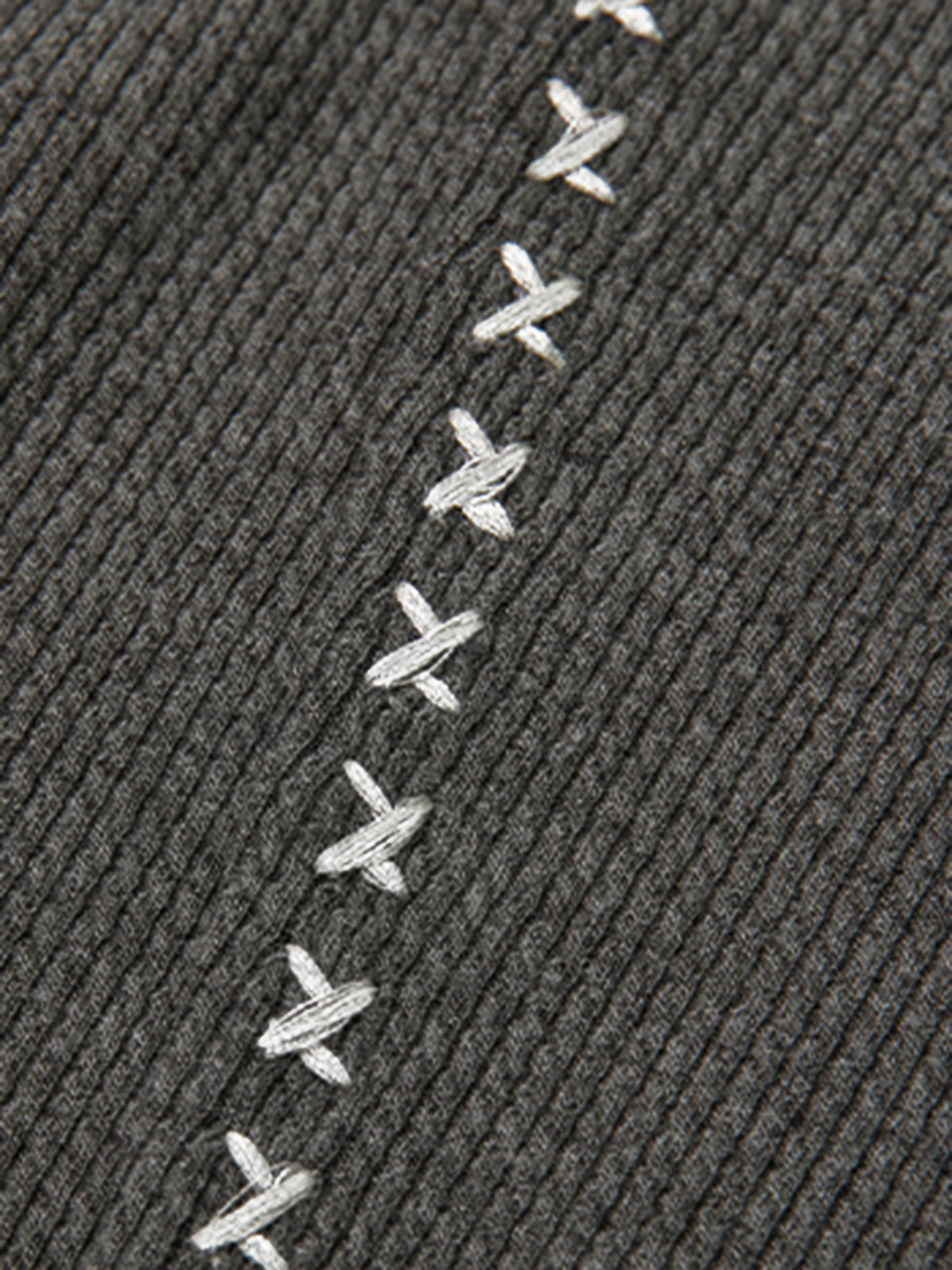 Mock Neck Ribbed Embroidered Trim T-Shirt-Chicvia