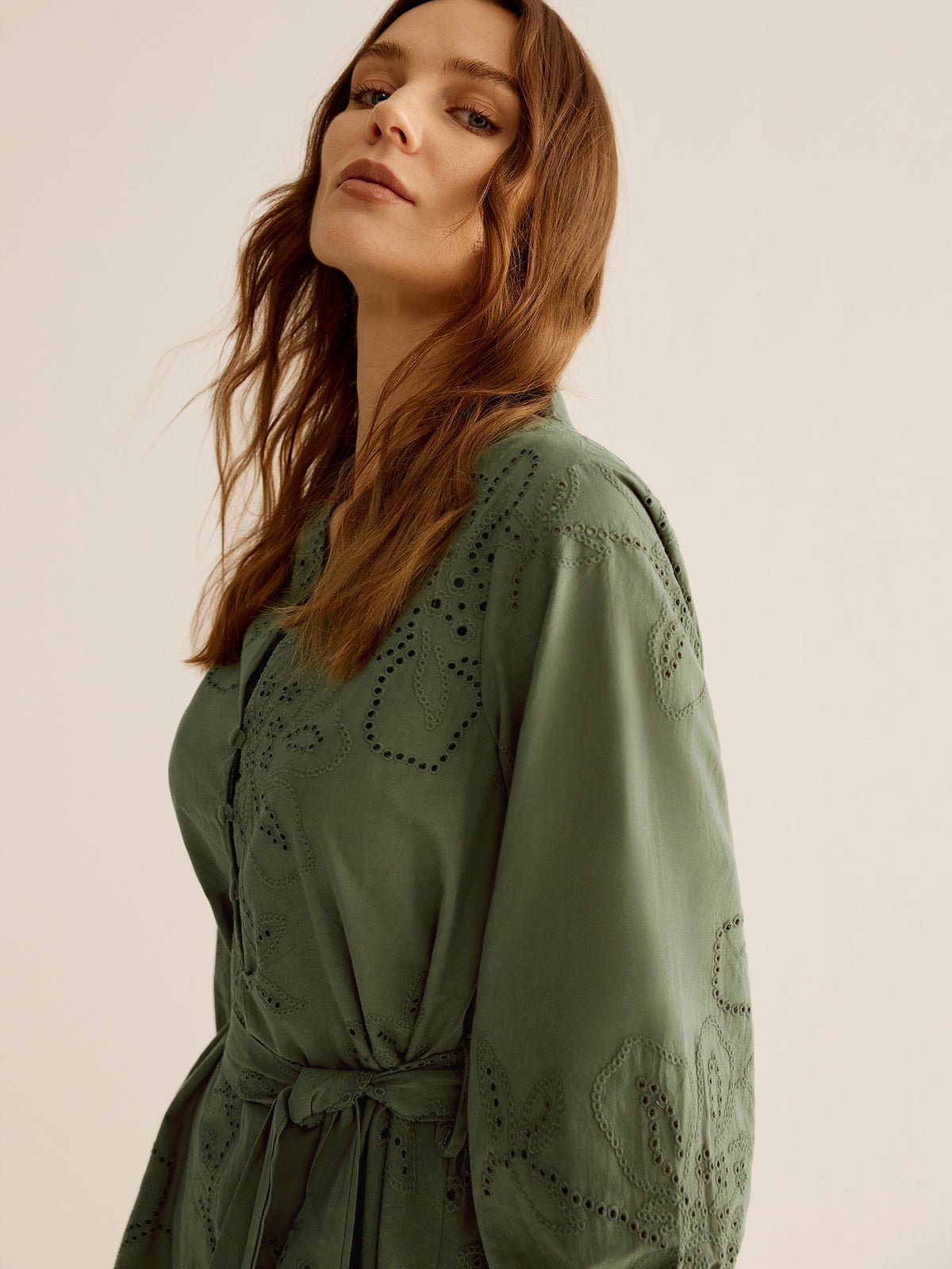 Cotton Boheme Embroidery Belted Dress-Chicvia