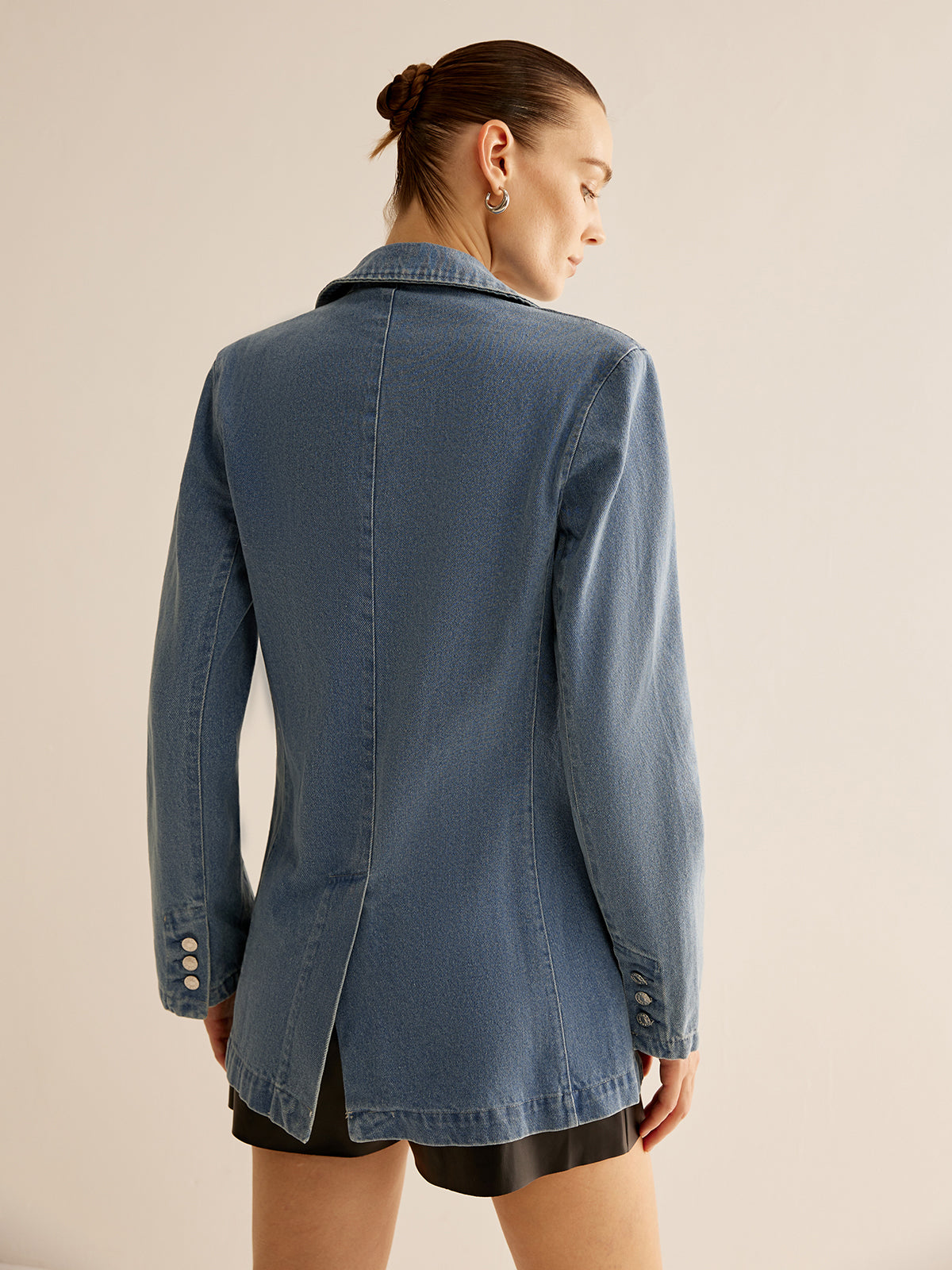 Minimalist Washed Denim Jacket-Chicvia