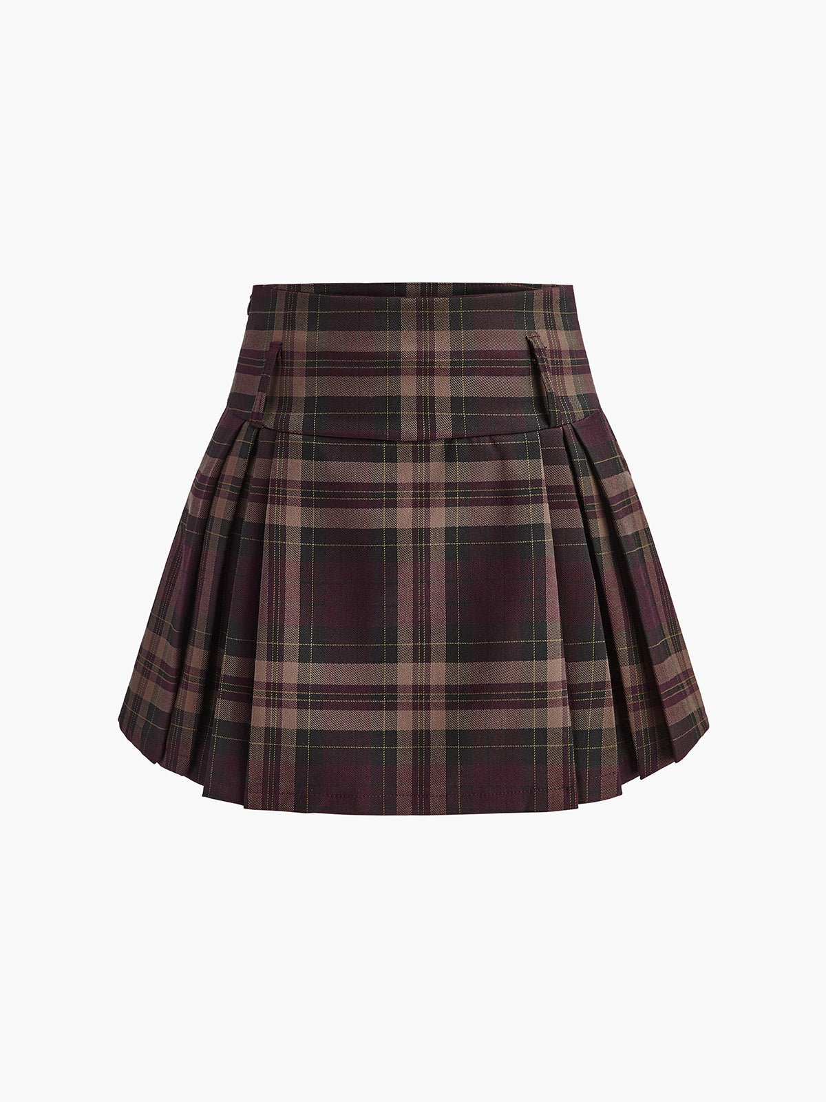 Checked Zipper Mini Skirt-Chicvia