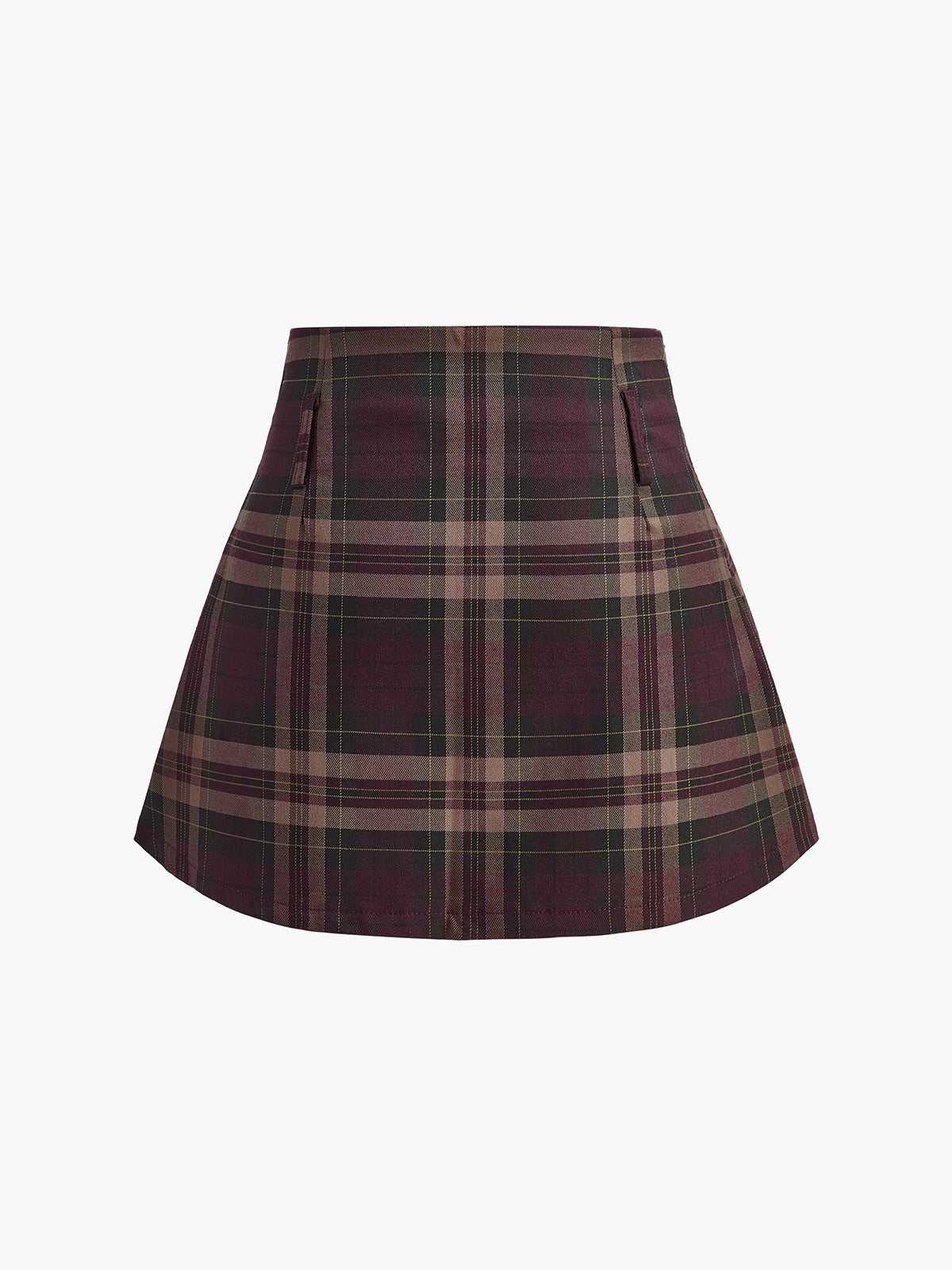 Checked Zipper Mini Skirt-Chicvia