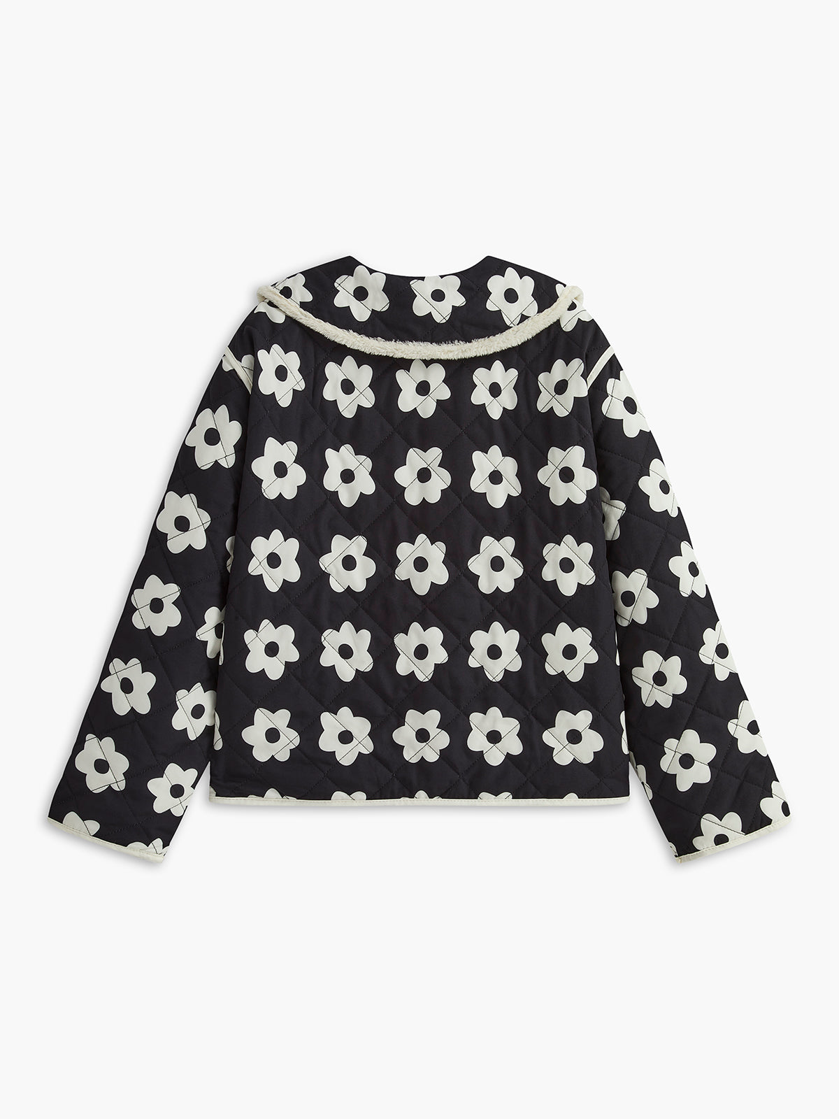 Floral Printed Lace Up Winter Coat-Chicvia