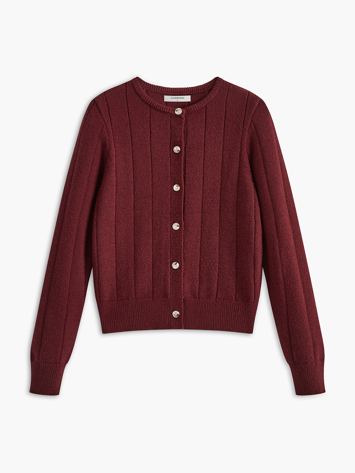 Crew Neck Button Soft Cardigan-Chicvia