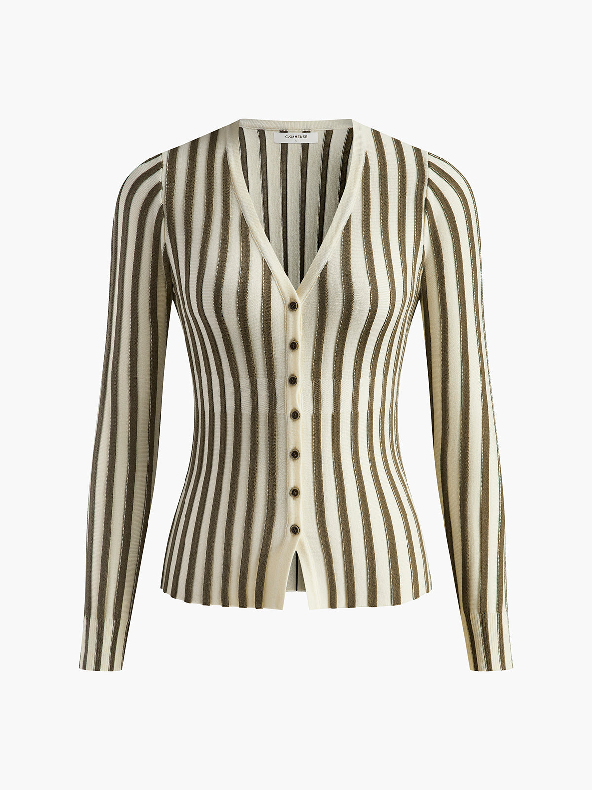 Pinstripe Button Slim Cardigan-Chicvia