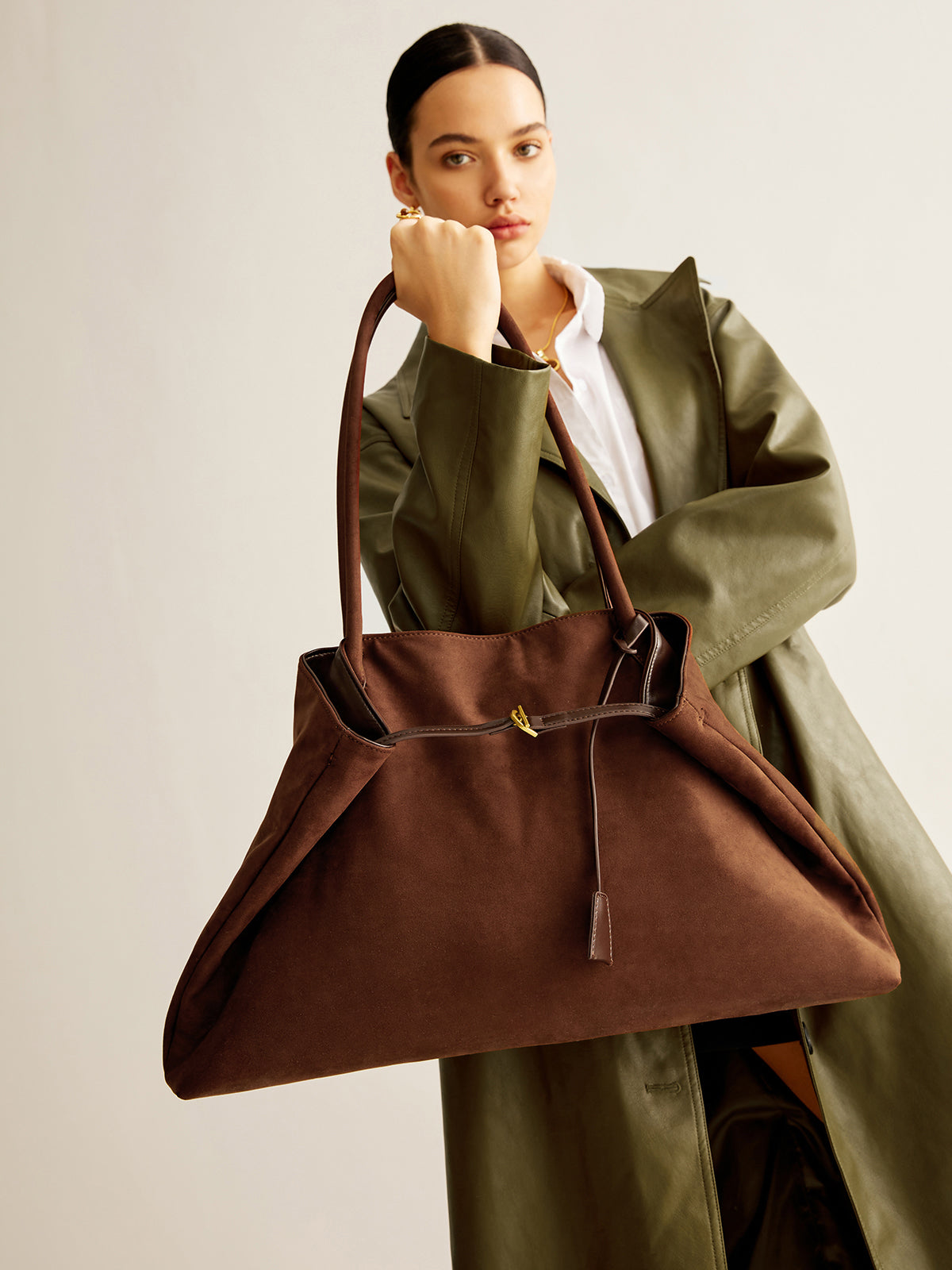 Large Capacity Suede Shoulder Bag-Chicvia