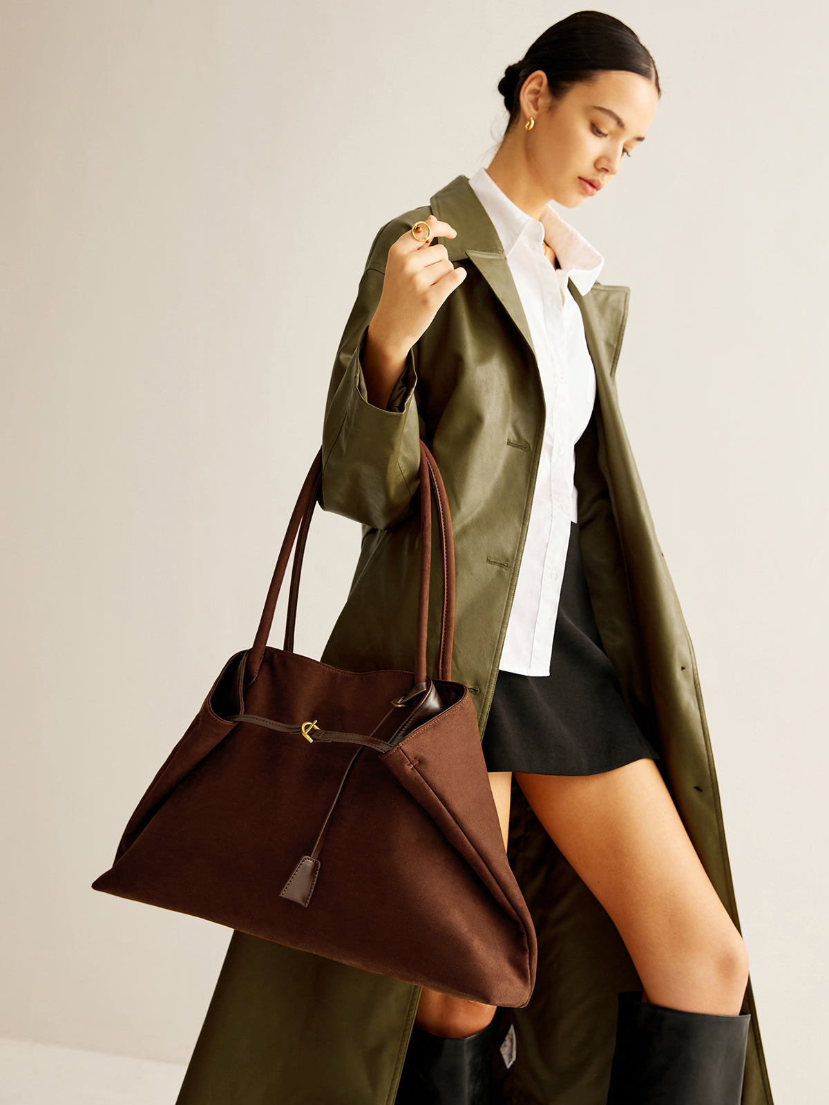 Large Capacity Suede Shoulder Bag-Chicvia