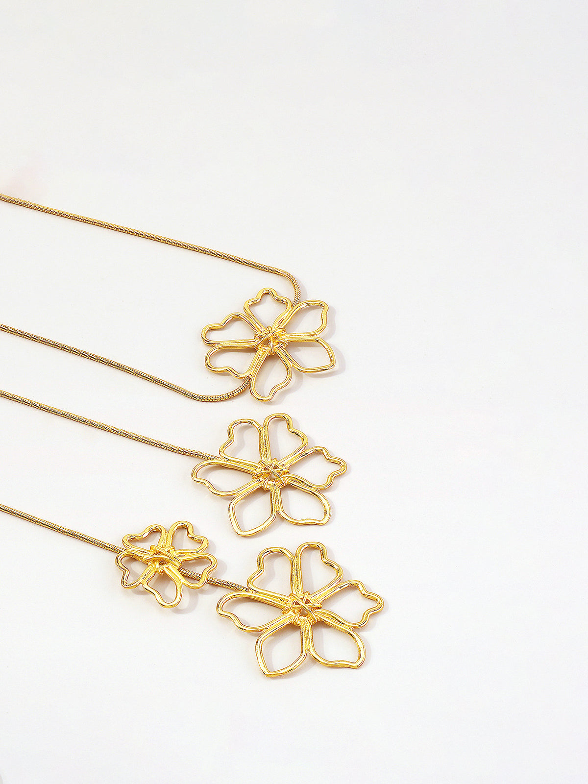 Golden Floral Drop Necklace-Chicvia